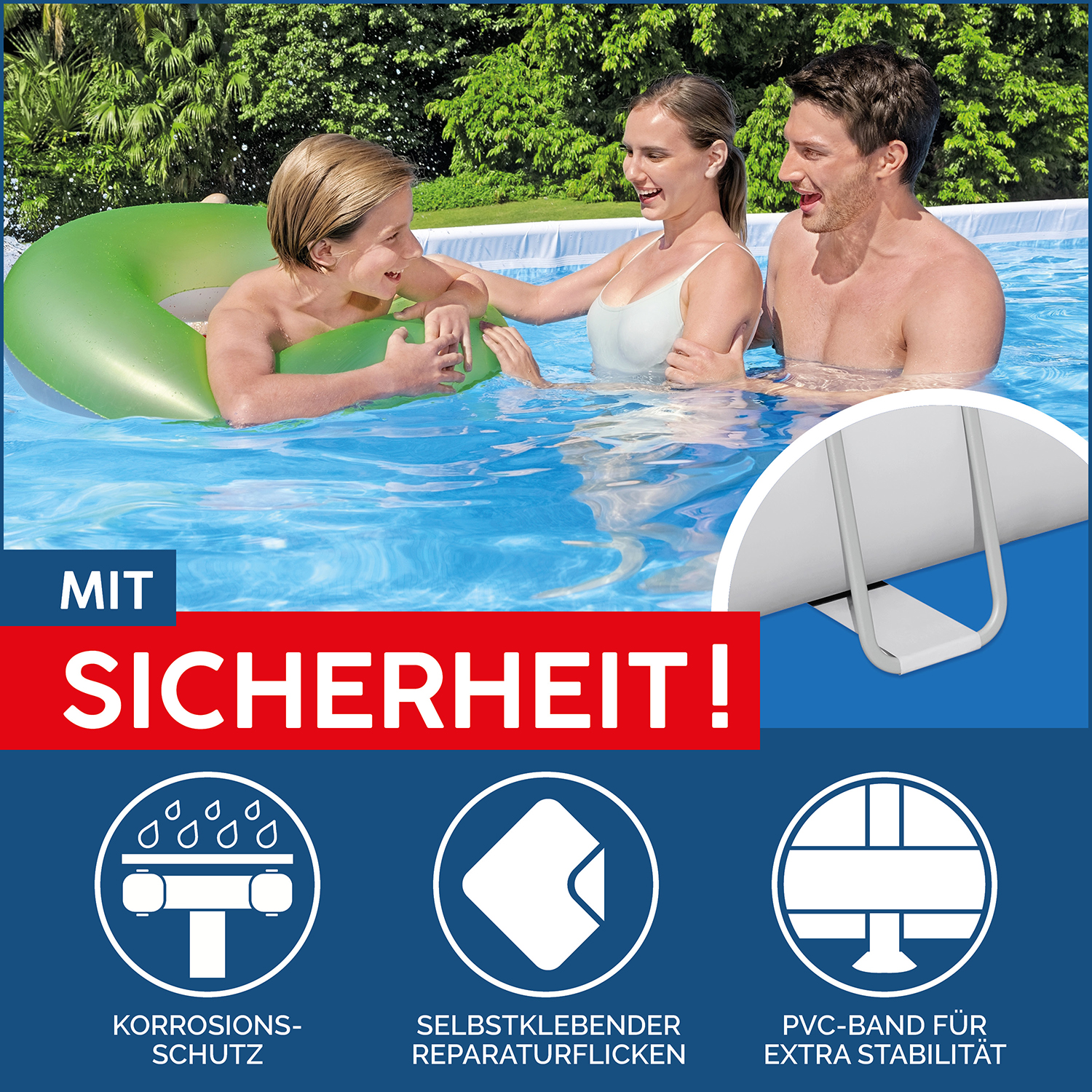 Power Steel 16' x 8' x 48"/4.88m x 2.44m x 1.22m Rectangular Pool