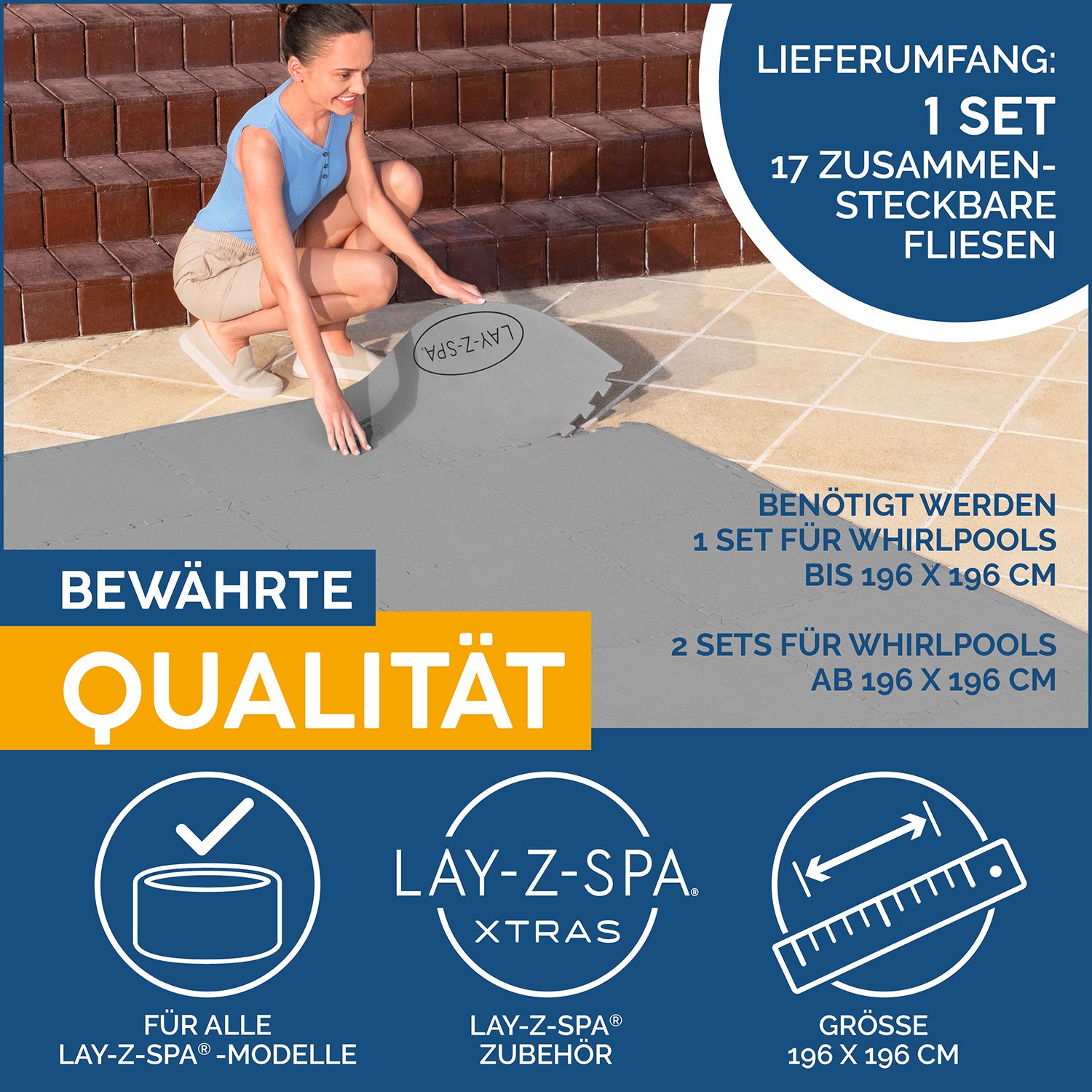 LAY-Z-SPA® Xtras Bodenschutzfliesen-Set 196 x 196 cm