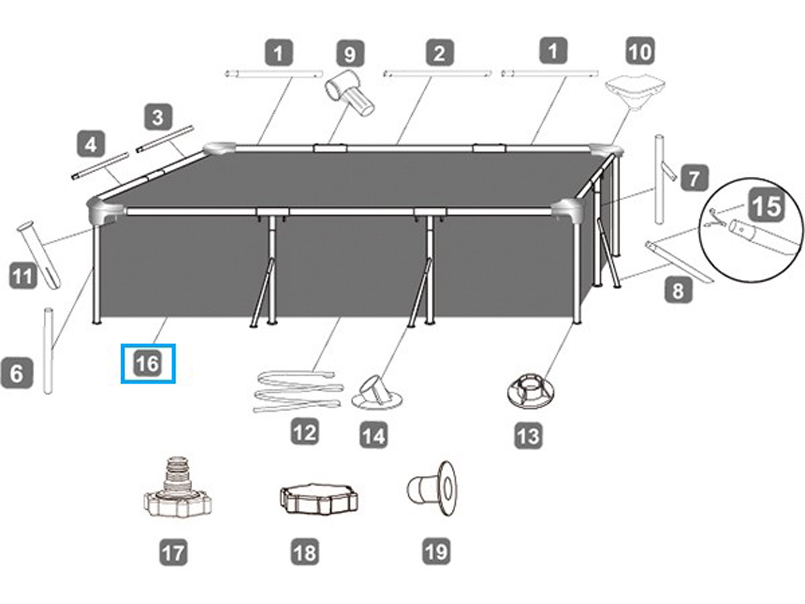 Bestway® Spare Part Steel Pro 9'10" x 6'7" x 26"/3.00m x 2.01m x 66cm pool liner