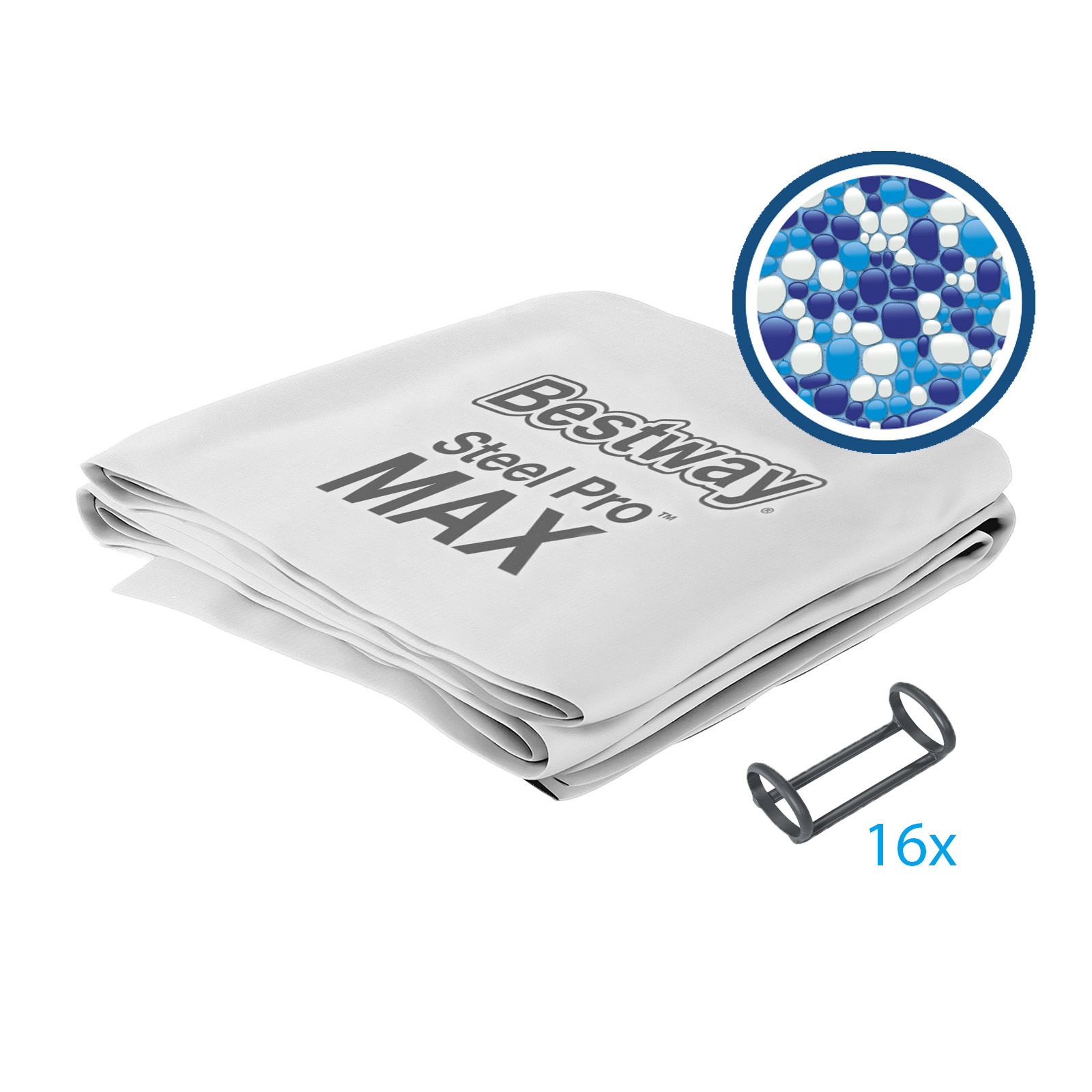 Ersatzteil Poolfolie für Steel Pro MAX 488x122cm, rund - inklusive Kunststoffring-Set