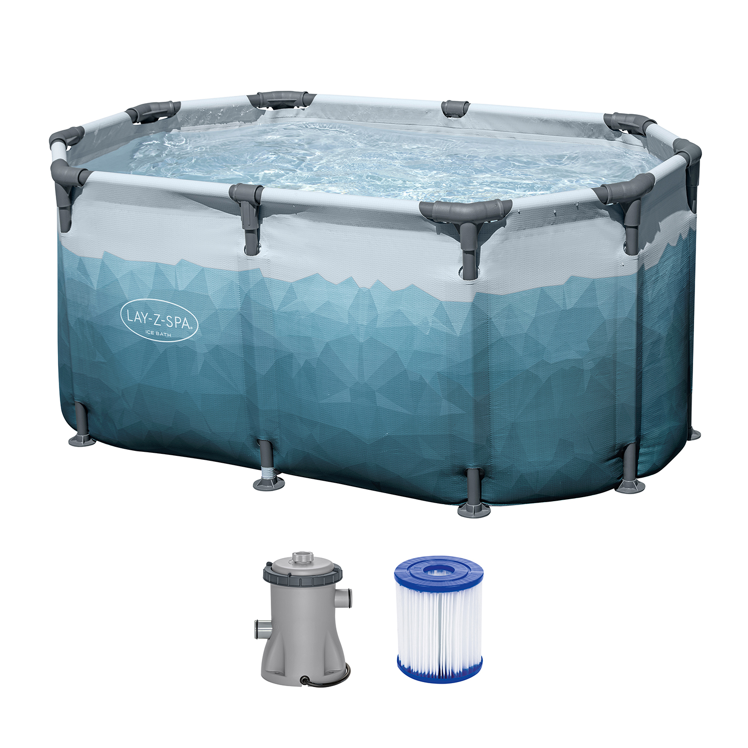 LAY-Z-SPA® Eisbad Glacial Dip™ mit Filterpumpe 150 x 90 x 65 cm, oval