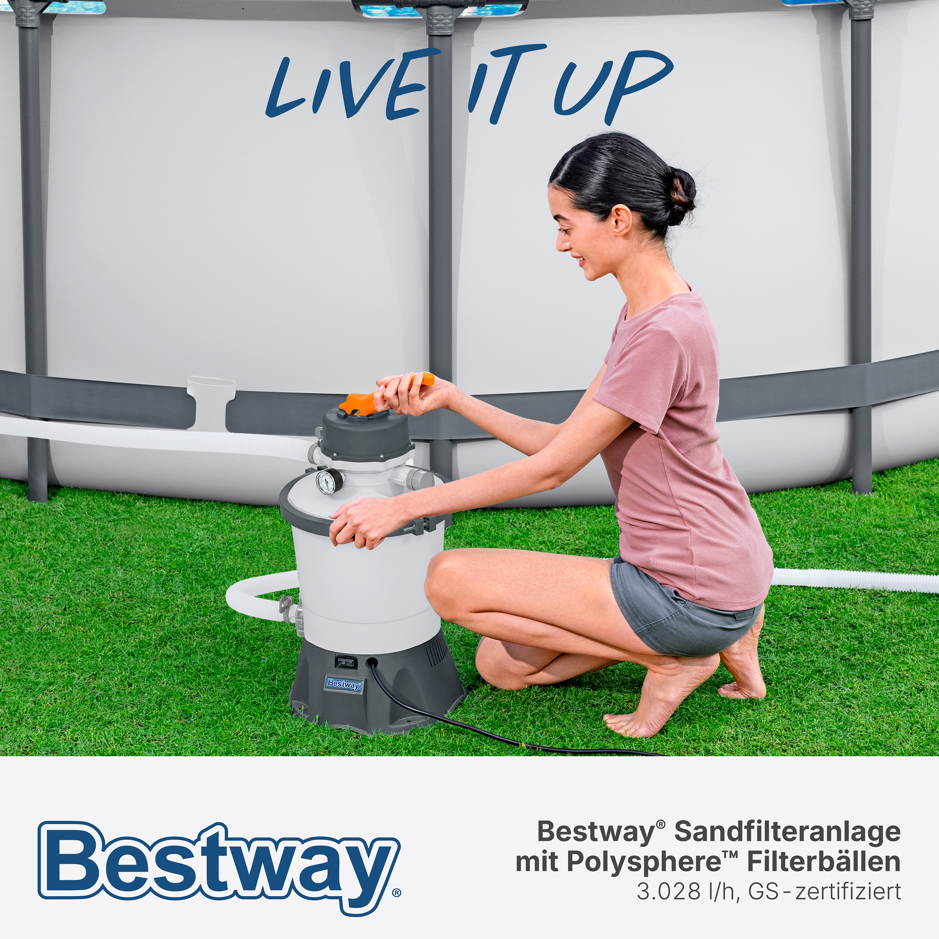 Sandfilteranlage mit Polysphere™ Filterbällen 3.028 l/h