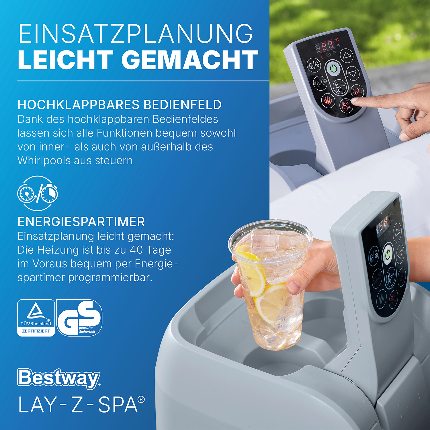 LAY-Z-SPA® Energiespar Whirlpool Miami AirJet™ für 6 Personen Ø 196 x 66 cm, Dunkelgrün