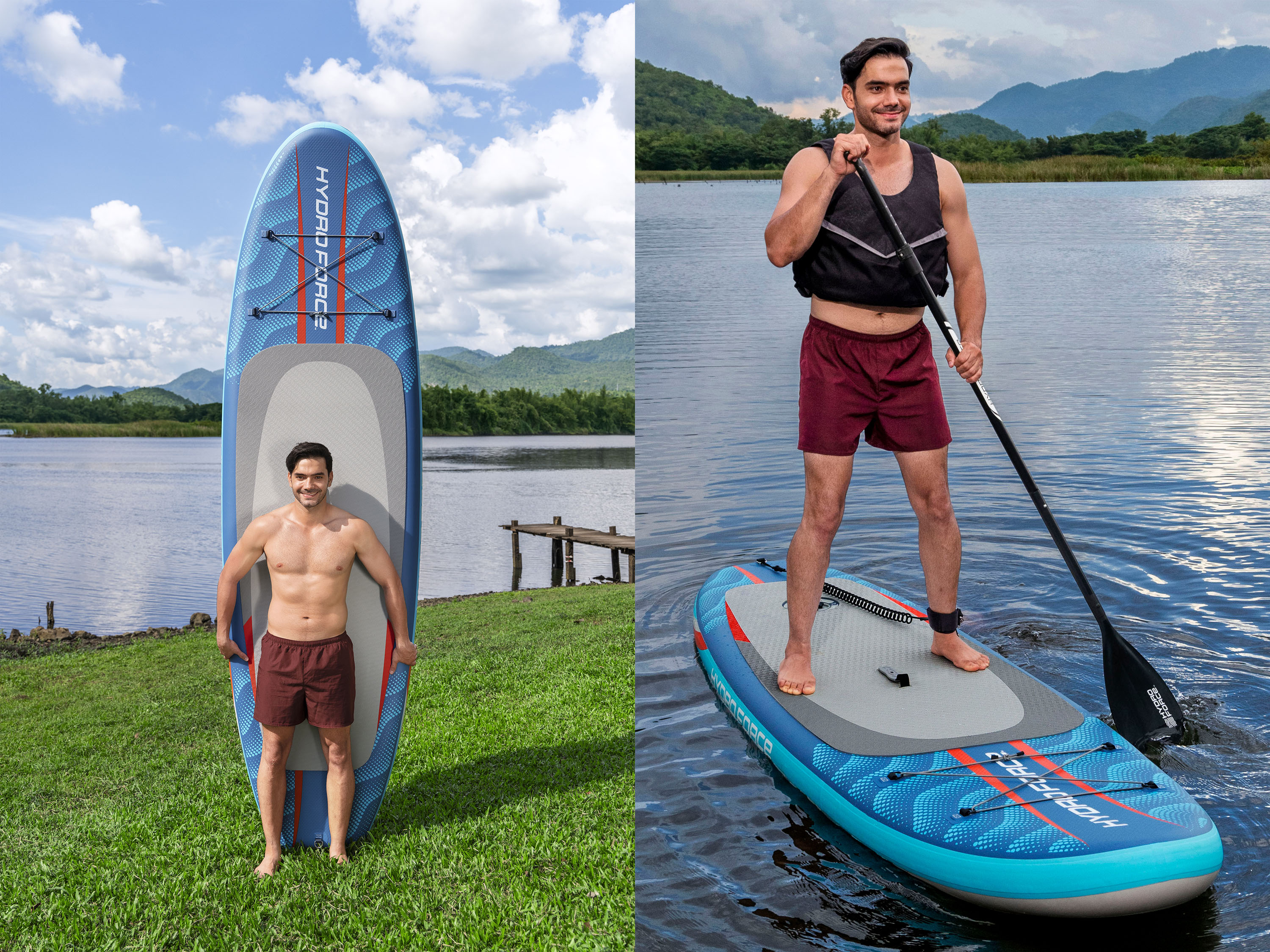 Hydro Force® SUP Allround Board-Set Oceana™ Compactair™ mit integrierter Elektropumpe 305 x 84 x 15 cm