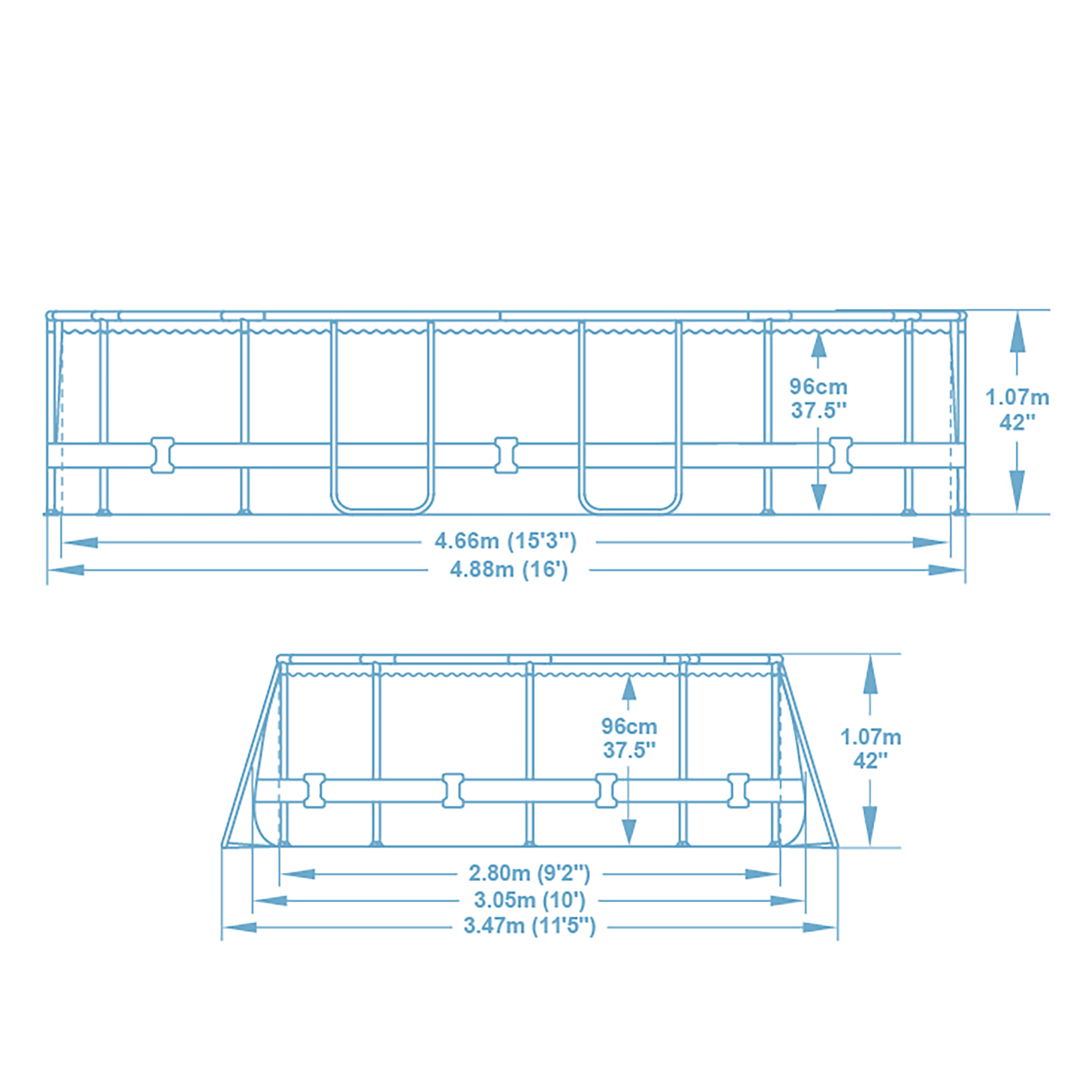 Power Steel™ Swim Vista Series™ Solo Pool ohne Zubehör 488 x 305 x 107 cm, Steinwand-Optik (Cremegrau), oval