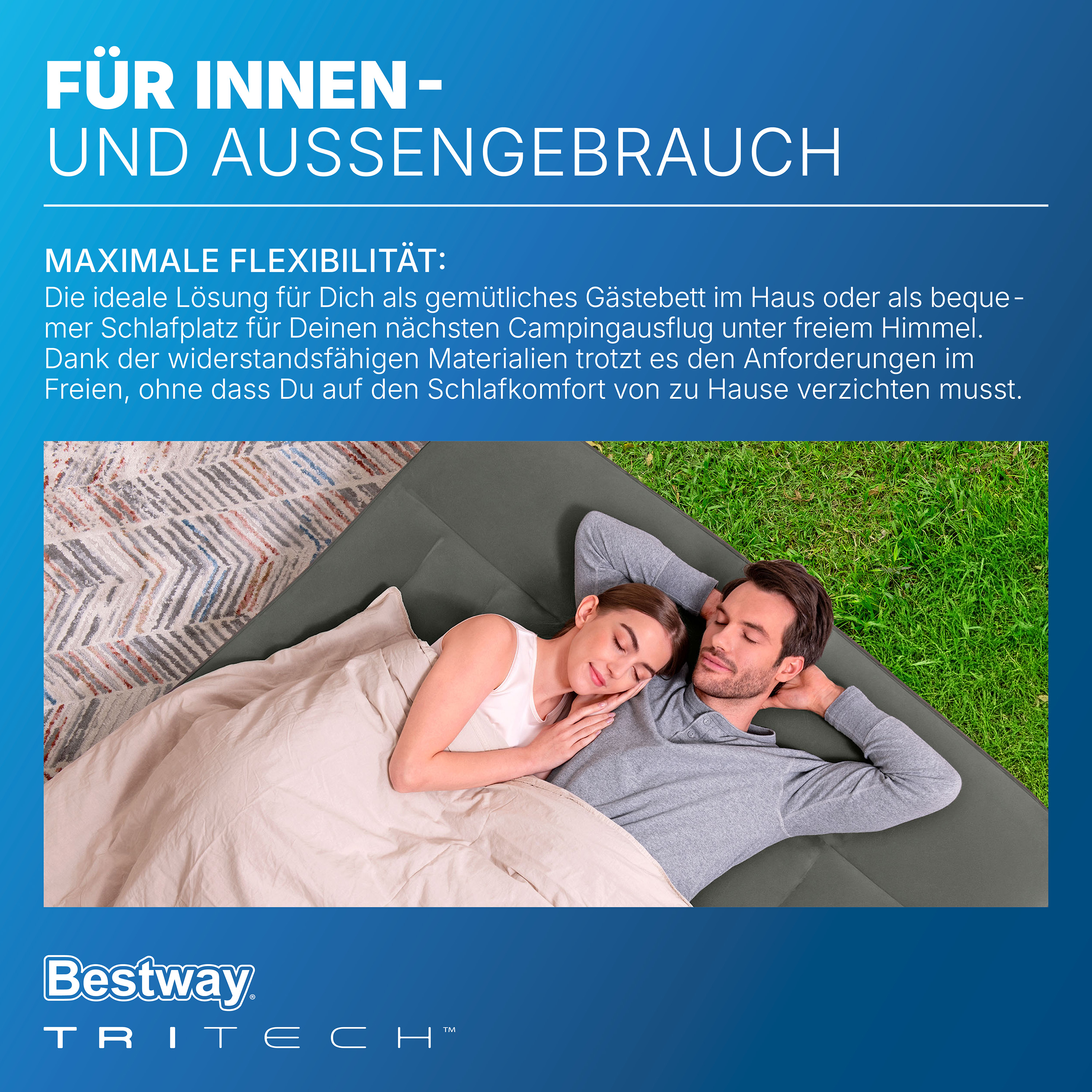 TriTech® Doppelluftbett mit integrierter, batteriebetriebener Elektropumpe 203 x 152 x 30 cm