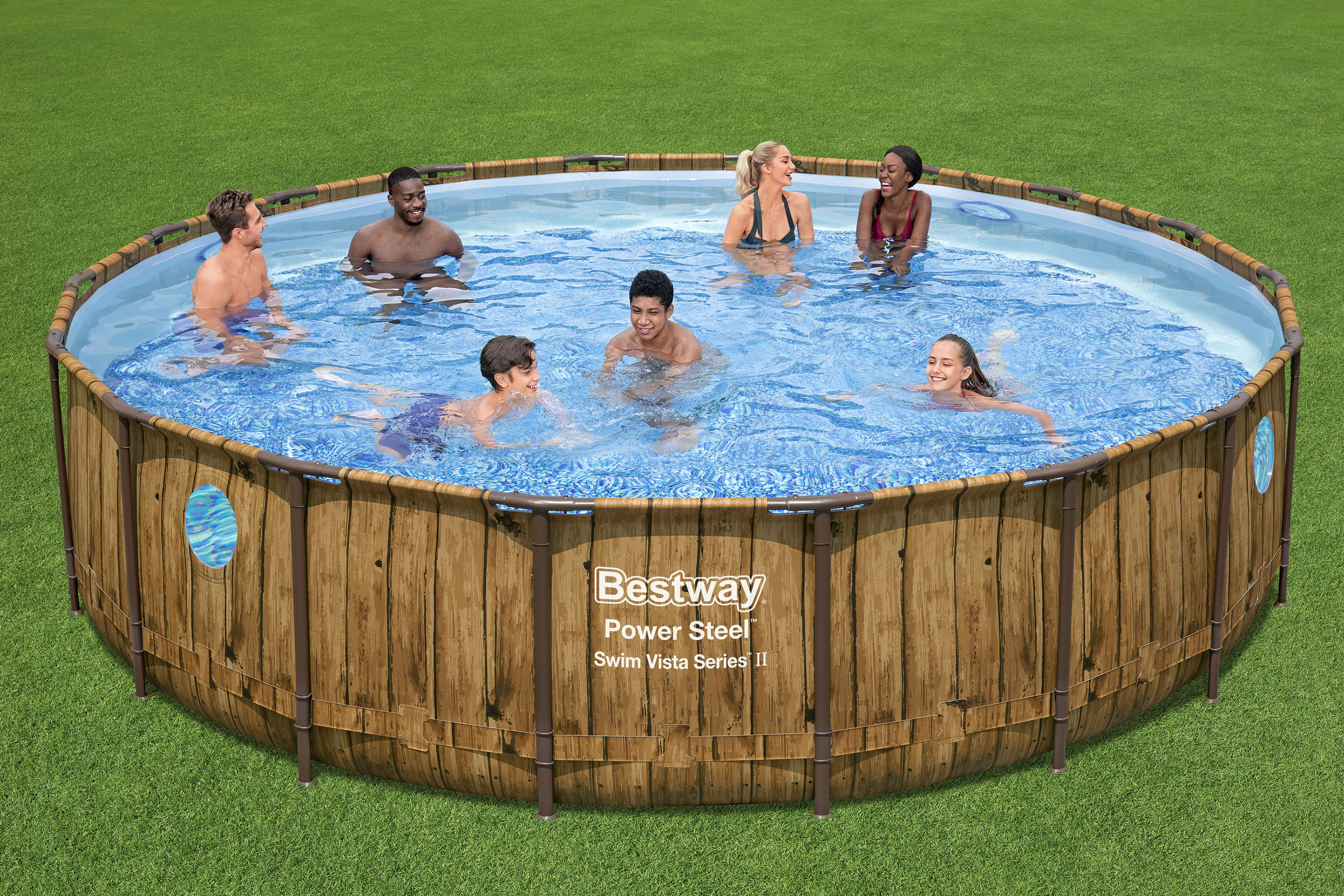 Power Steel™ Swim Vista Series™ Solo Pool ohne Zubehör Ø 549 x 122 cm, Holz-Optik (Pinie), rund