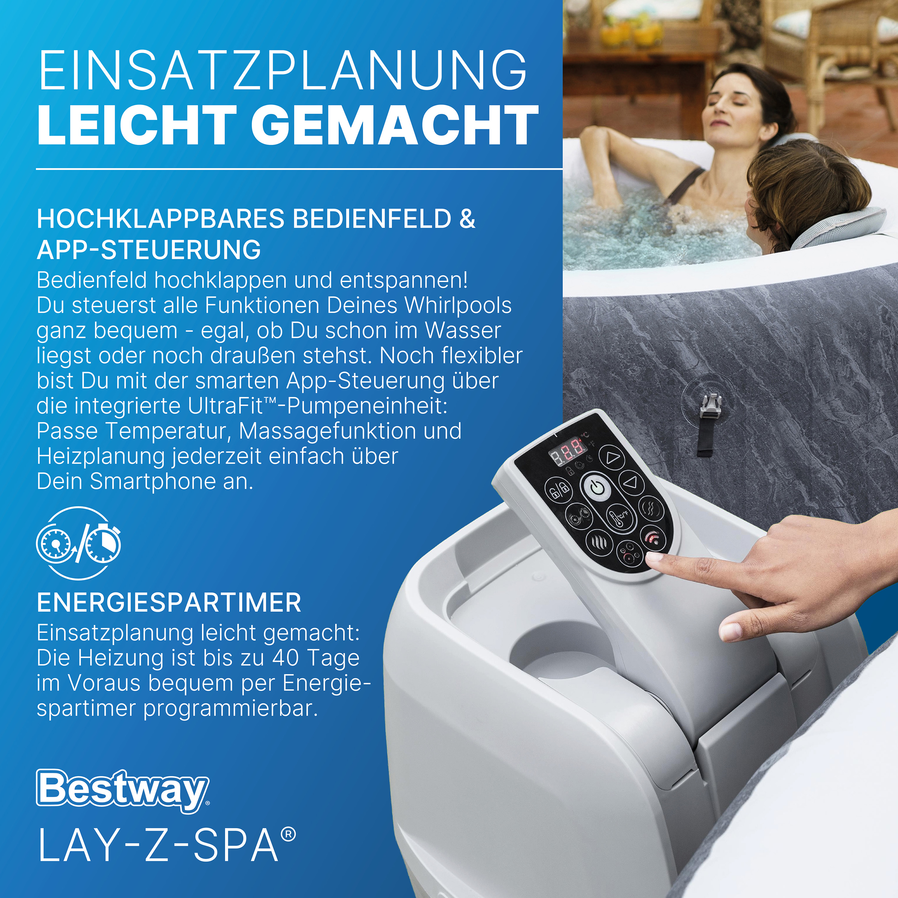 LAY-Z-SPA® WLAN-Whirlpool Boracay AirJet™ Ø 180 x 66 cm, rund