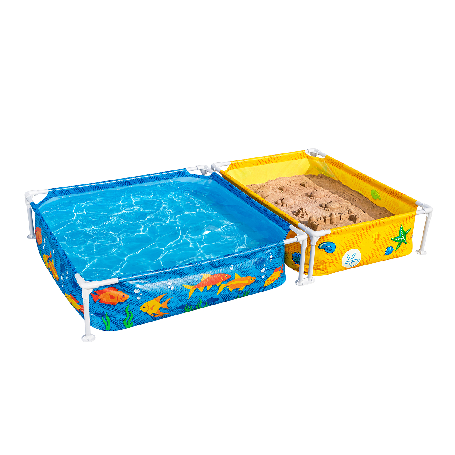 My First Frame Pool mit Sandkasten 213 x 122 x 30,5 cm, buntes Unterwasser-Design, eckig My First Frame Pool mit Sandkasten 213 x 122 x 30,5 cm, buntes Unterwasser-Design, eckig