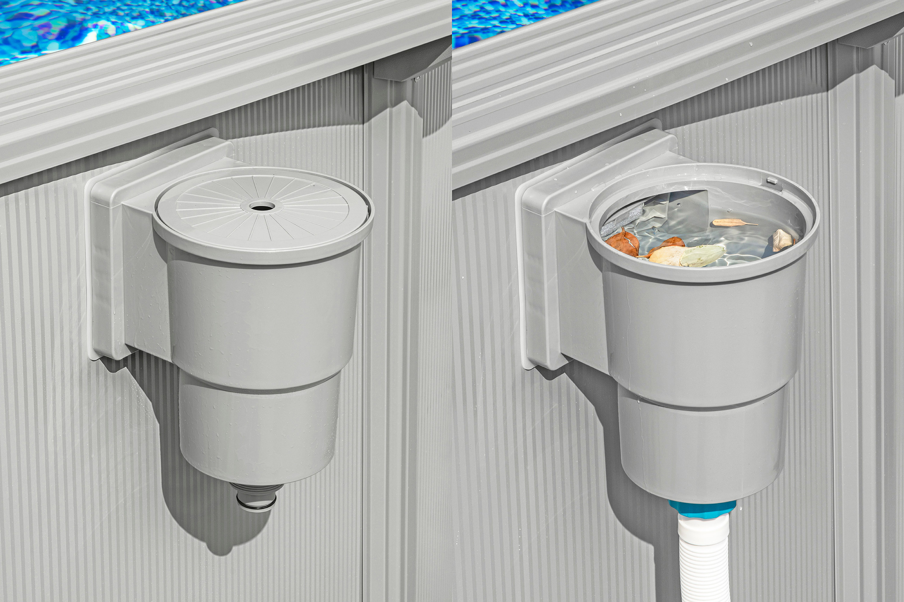 Hydrium™ Stahlwandpool Komplett Set mit Sandfilteranlage Ø 366 x 122 cm , granitgrau, rund