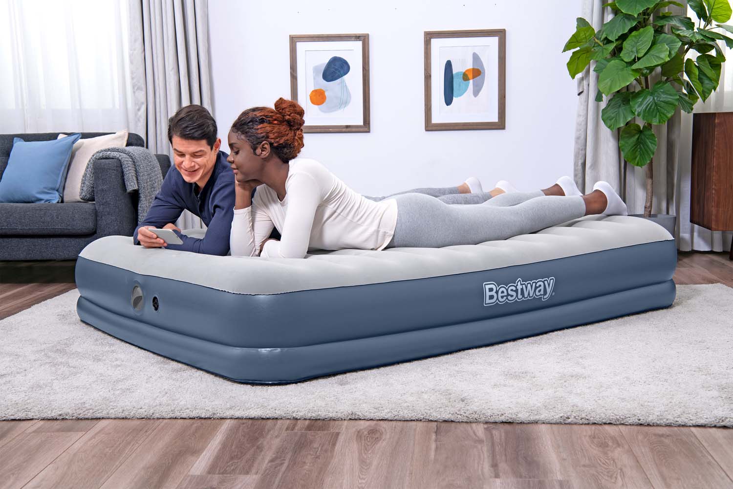 TriTech™ Doppelluftbett mit mobiler, akkubetriebener Elektropumpe 203 x 152 x 36 cm
