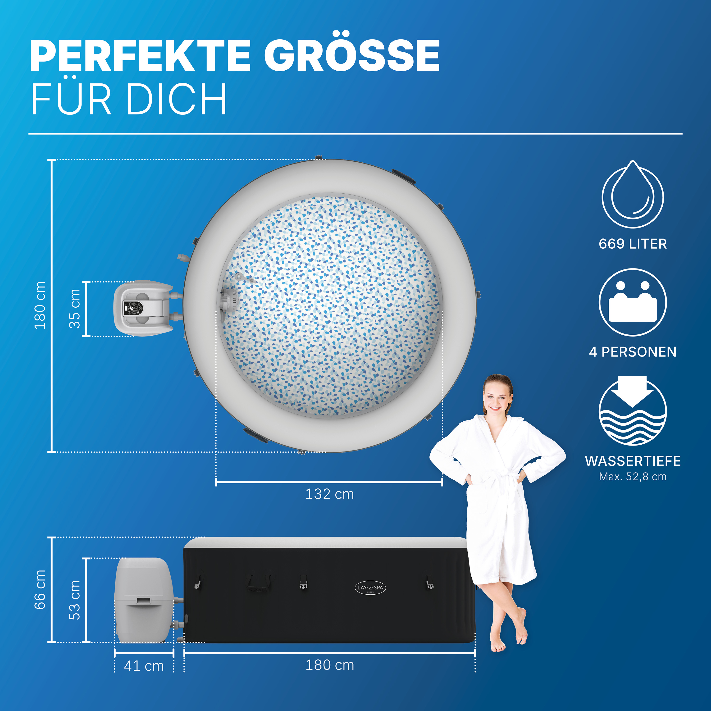 LAY-Z-SPA® Whirlpool Miami AirJet™ Ø 180 x 66 cm, rund