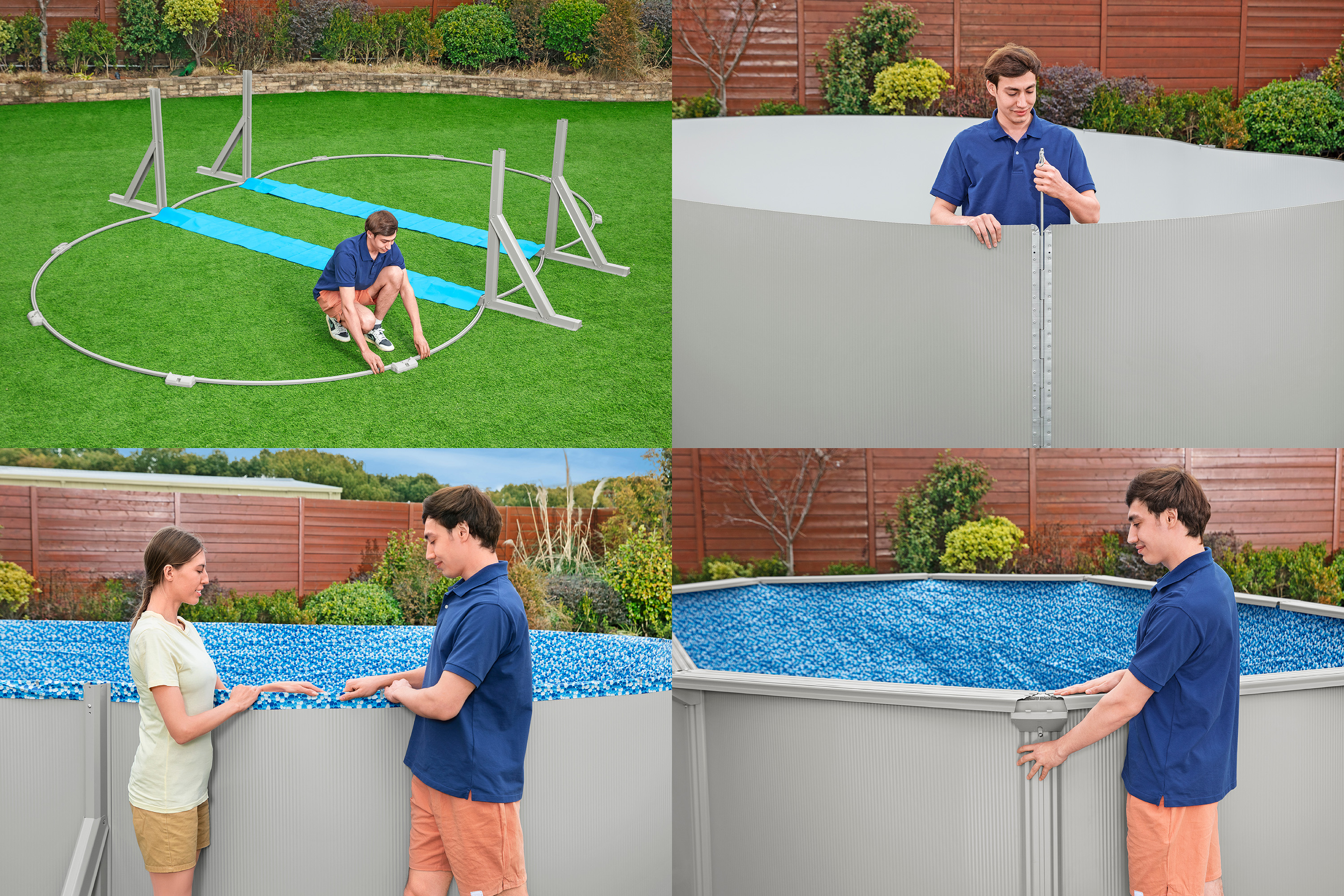 Hydrium™ Stahlwandpool Komplett Set mit Sandfilteranlage 610 x 366 x 122 cm, granitgrau, oval