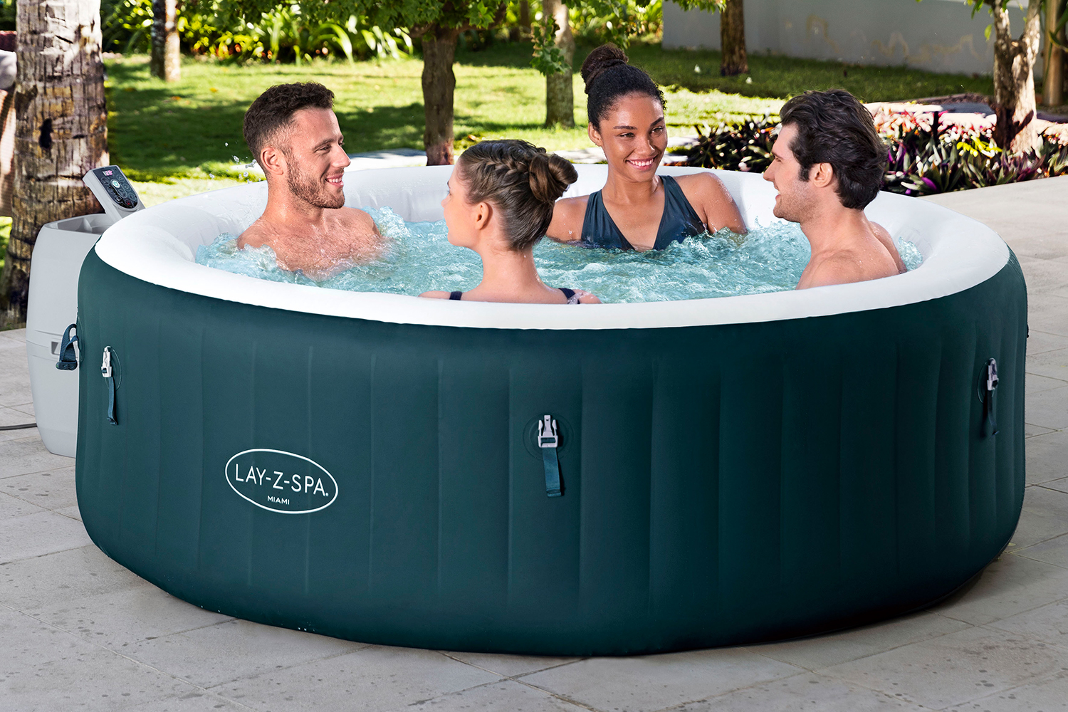 LAY-Z-SPA® Energiespar-Whirlpool Miami AirJet™ für 6 Personen Ø 196 x 66 cm, Dunkelgrün