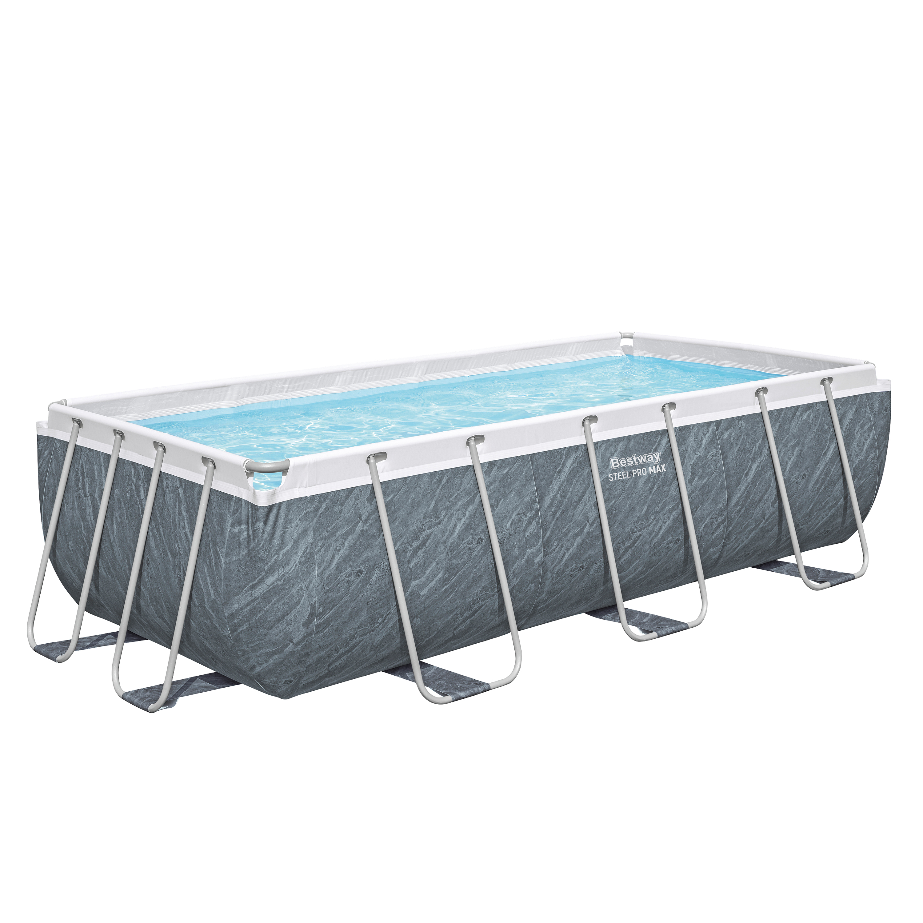 Steel Pro MAX™ Solo Pool ohne Zubehör 404 x 201 x 100 cm, Marmor-Optik (Schiefergrau), eckig