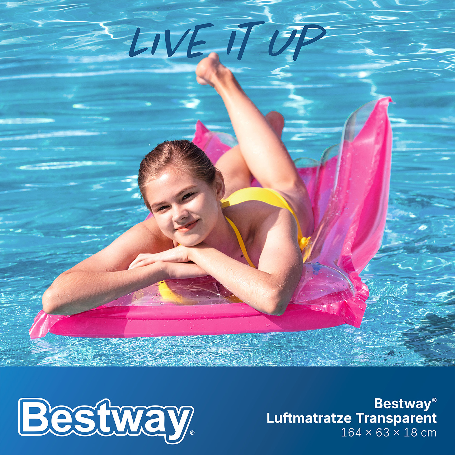Luftmatratze Transparent Pink 164 x 63 x 18 cm