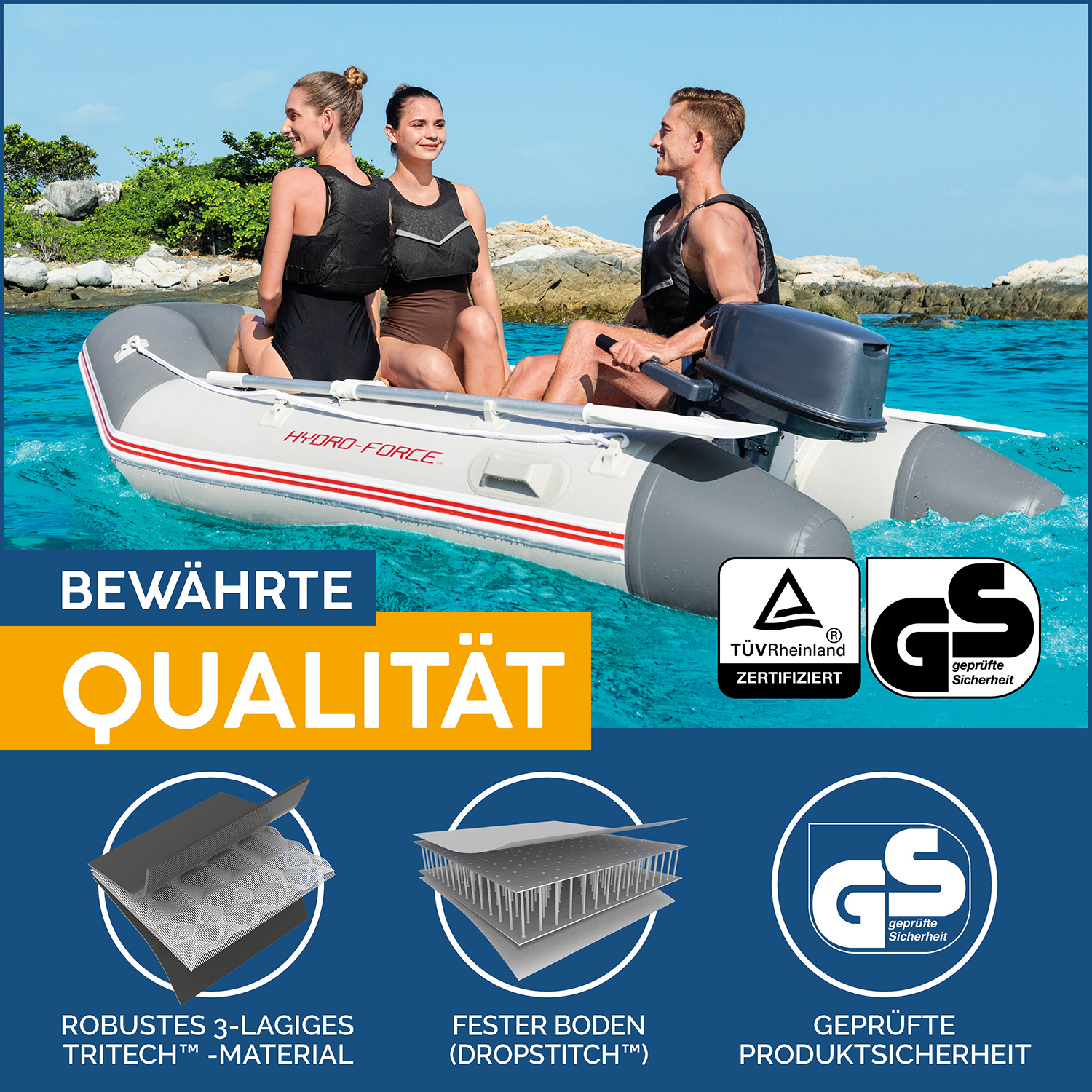 Hydro-Force™ Sportboot Komplett-Set Caspian Pro™ 280 x 152 x 42 cm