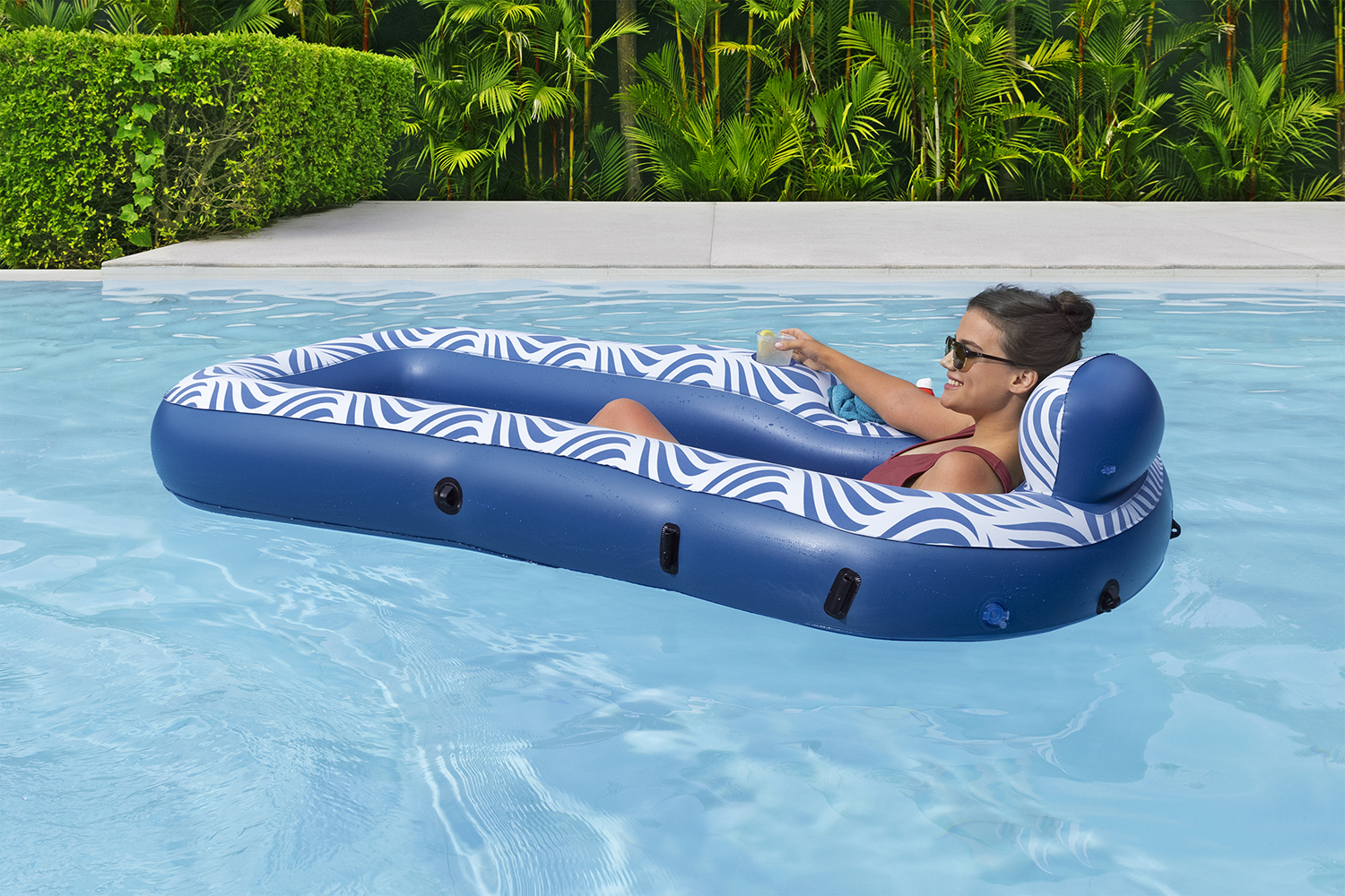 Poolmatte Comfort Plush™ mit Sonnenschutzdach 198 x 112 cm