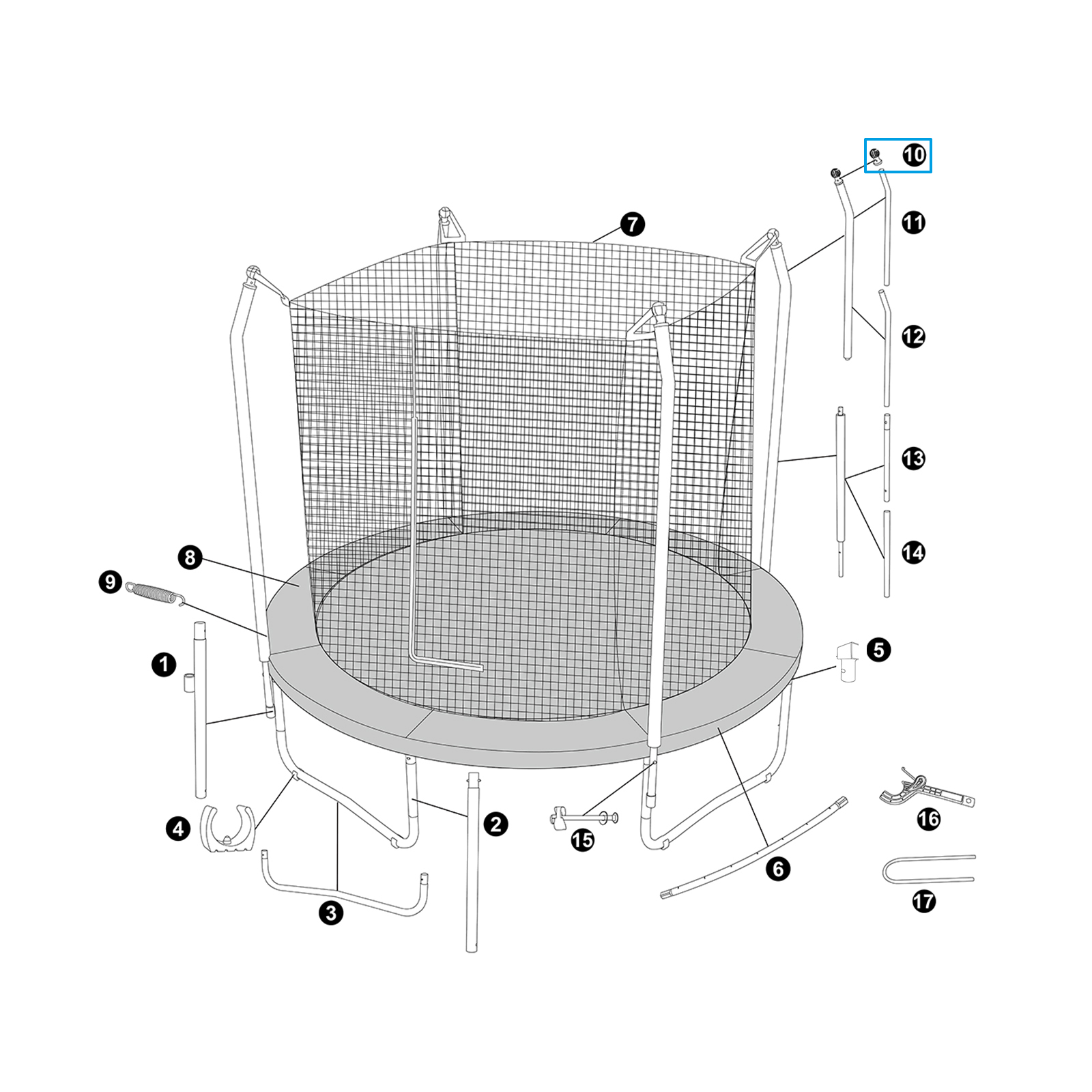 Bestway® Spare Part Support Cap for 10' x 8'4"/3.05m x 2.55m Xtreme Air Trampoline
