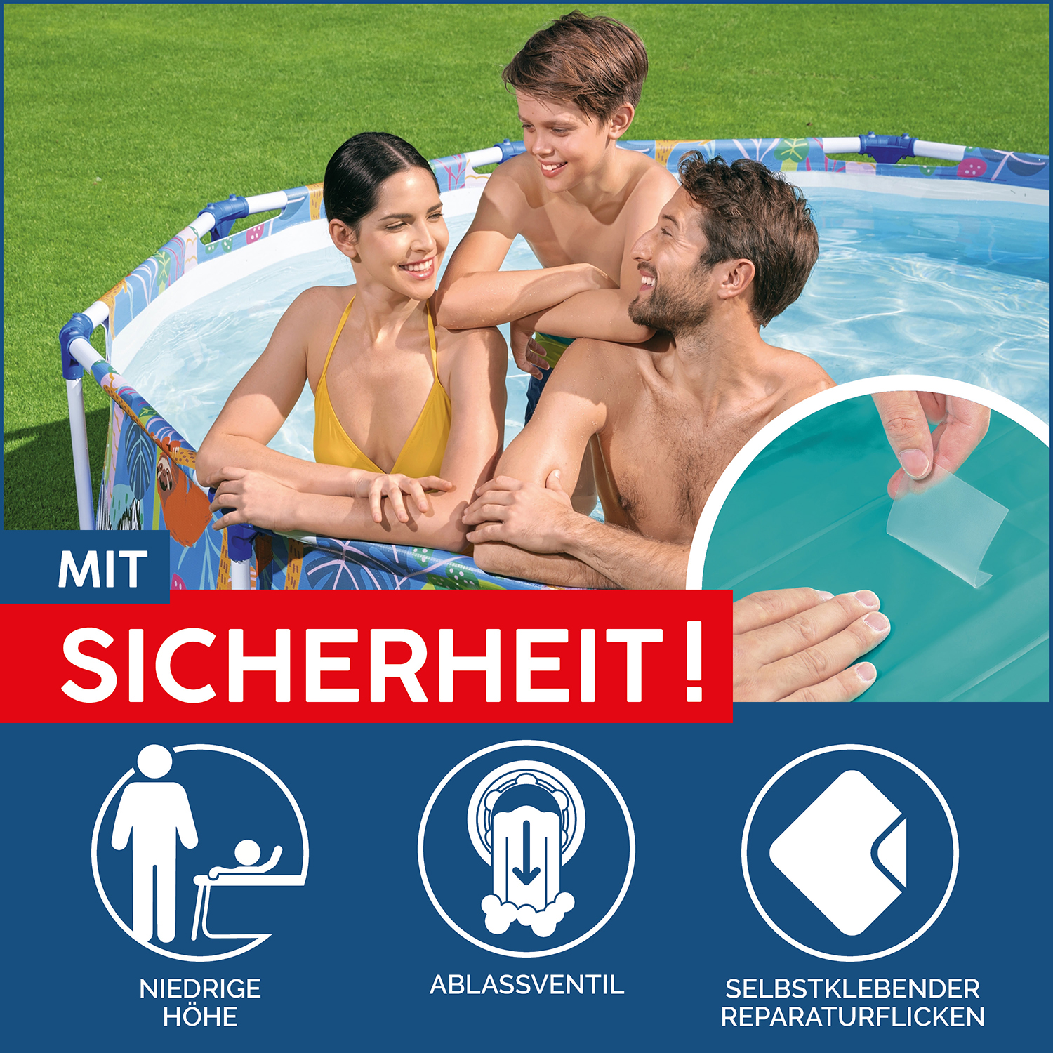 Steel Pro™ Frame Pool ohne Pumpe Ø 305 x 66 cm, buntes Zebra-Design, rund