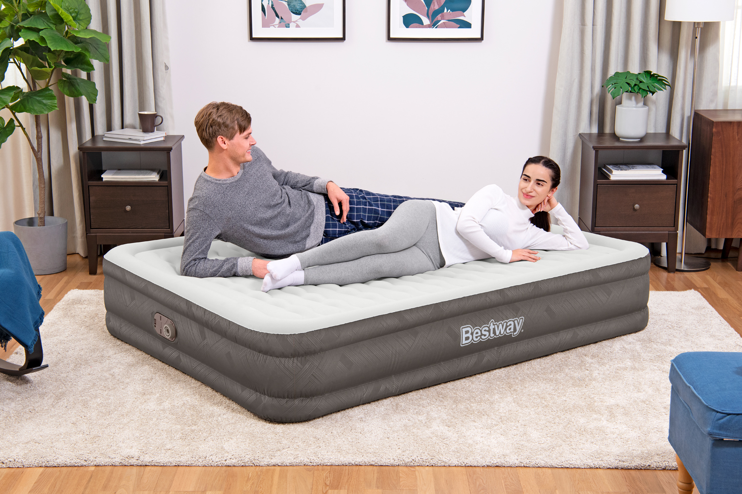 Fortech™ Doppelluftbett mit integrierter Elektropumpe 203 x 152 x 36 cm
