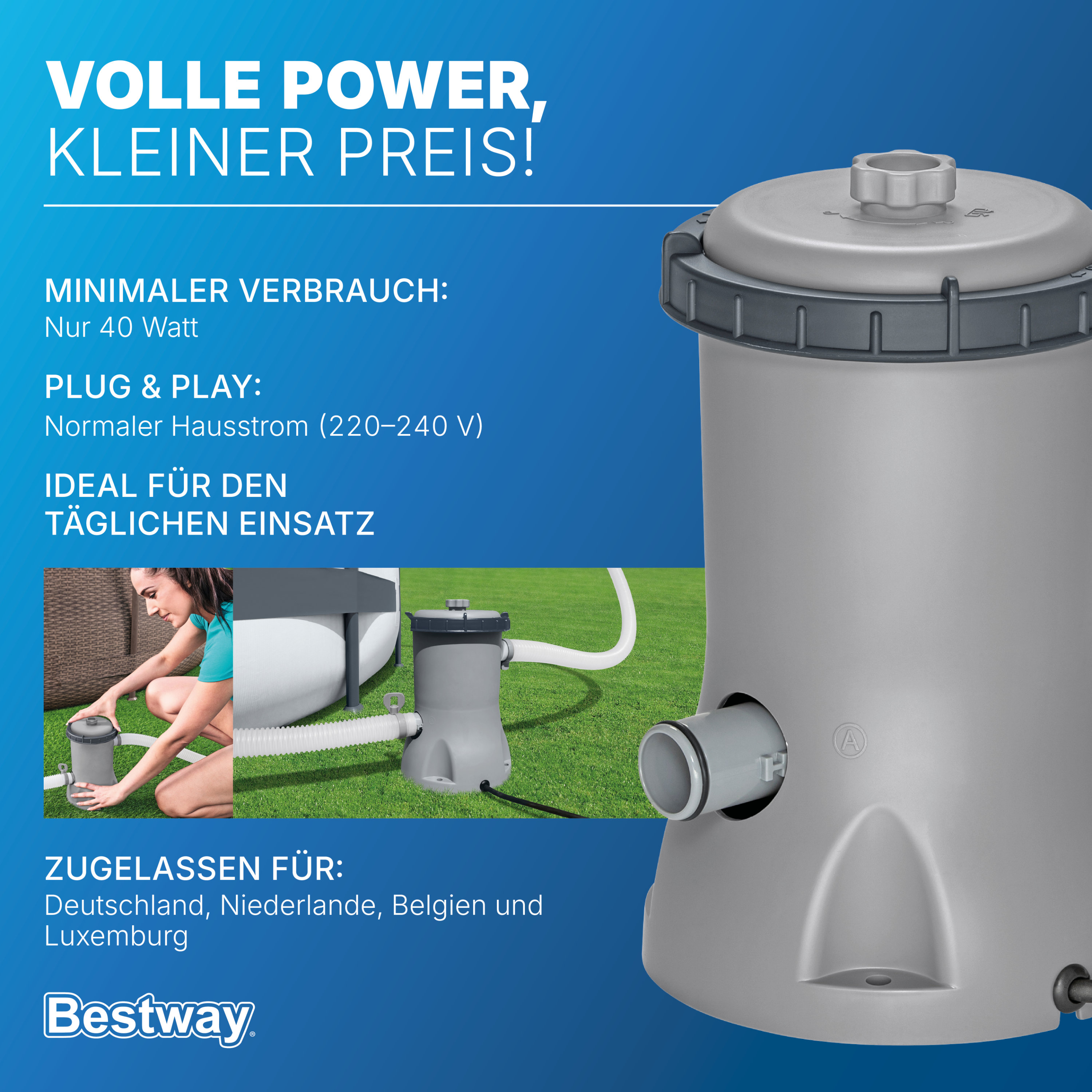 Filterpumpe 2.006 l/h, 40 W