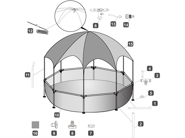 Tent's Outer Cloth for Steel Pro™ UV Careful™ ™ Splash-in-Shade Play Pool 244cm x 51cm