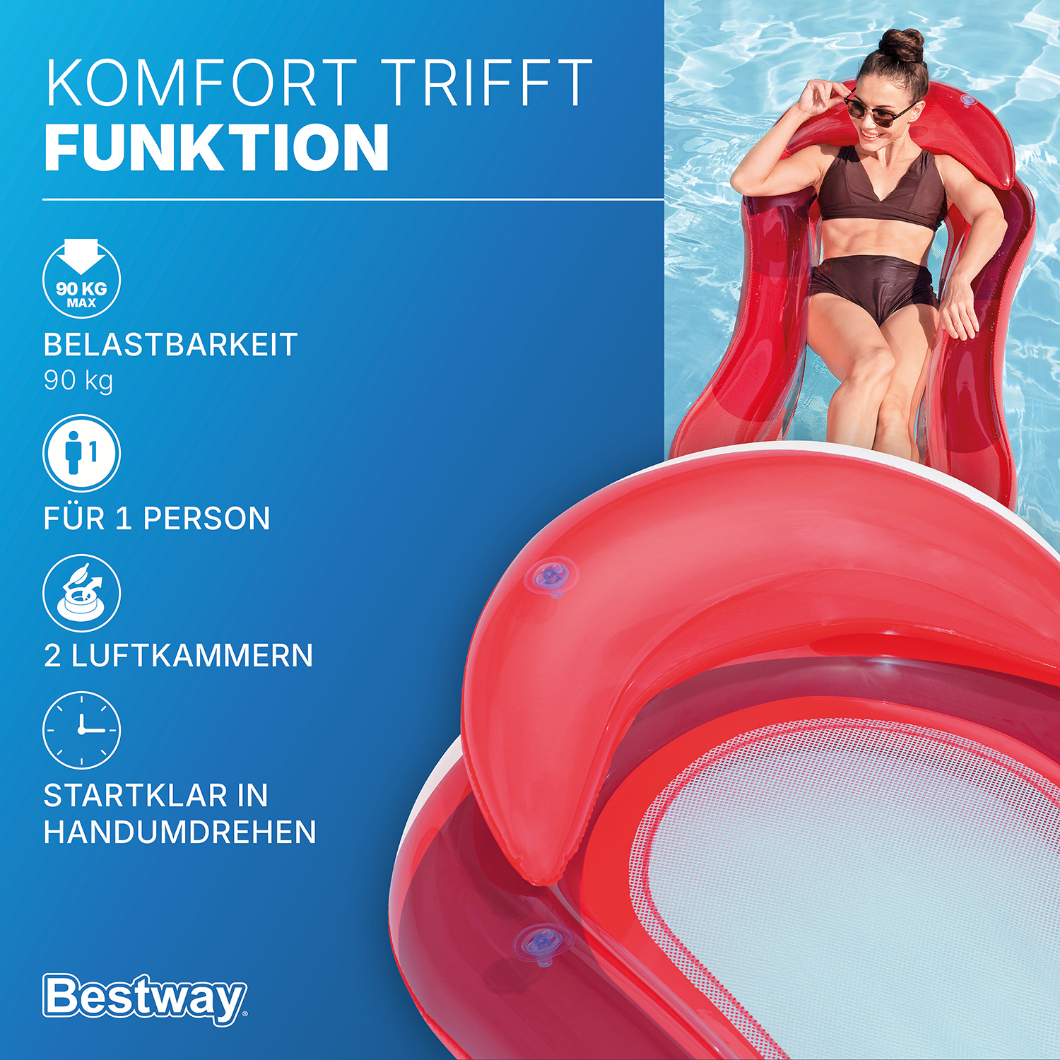 Luftmatratze Hydroluxe™ 160 x 84 cm, Rot