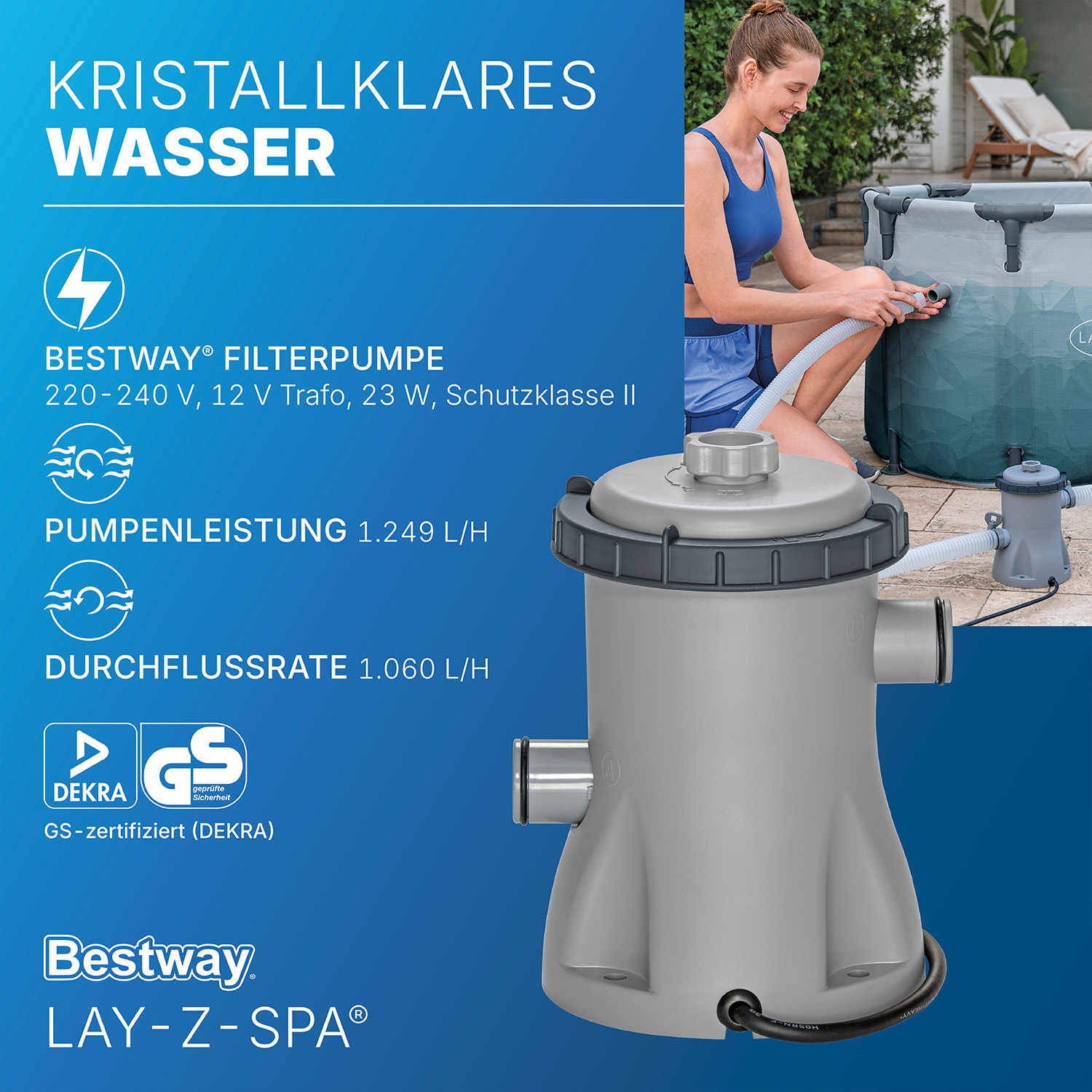 LAY-Z-SPA® Eisbad Glacial Dip™ mit Filterpumpe 150 x 90 x 65 cm, oval