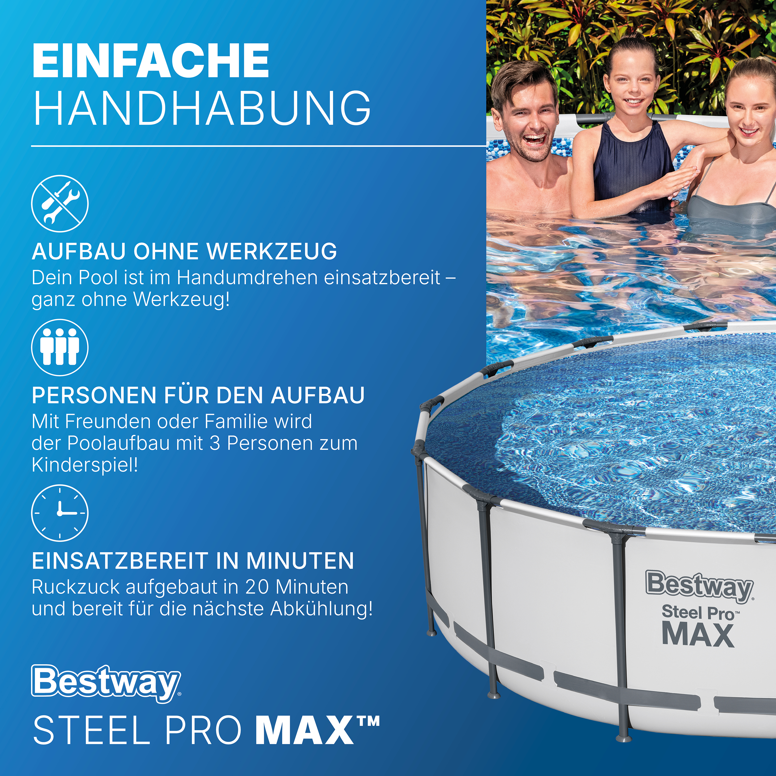 Steel Pro MAX™ Solo Pool ohne Zubehör Ø 457 x 122 cm, lichtgrau, rund