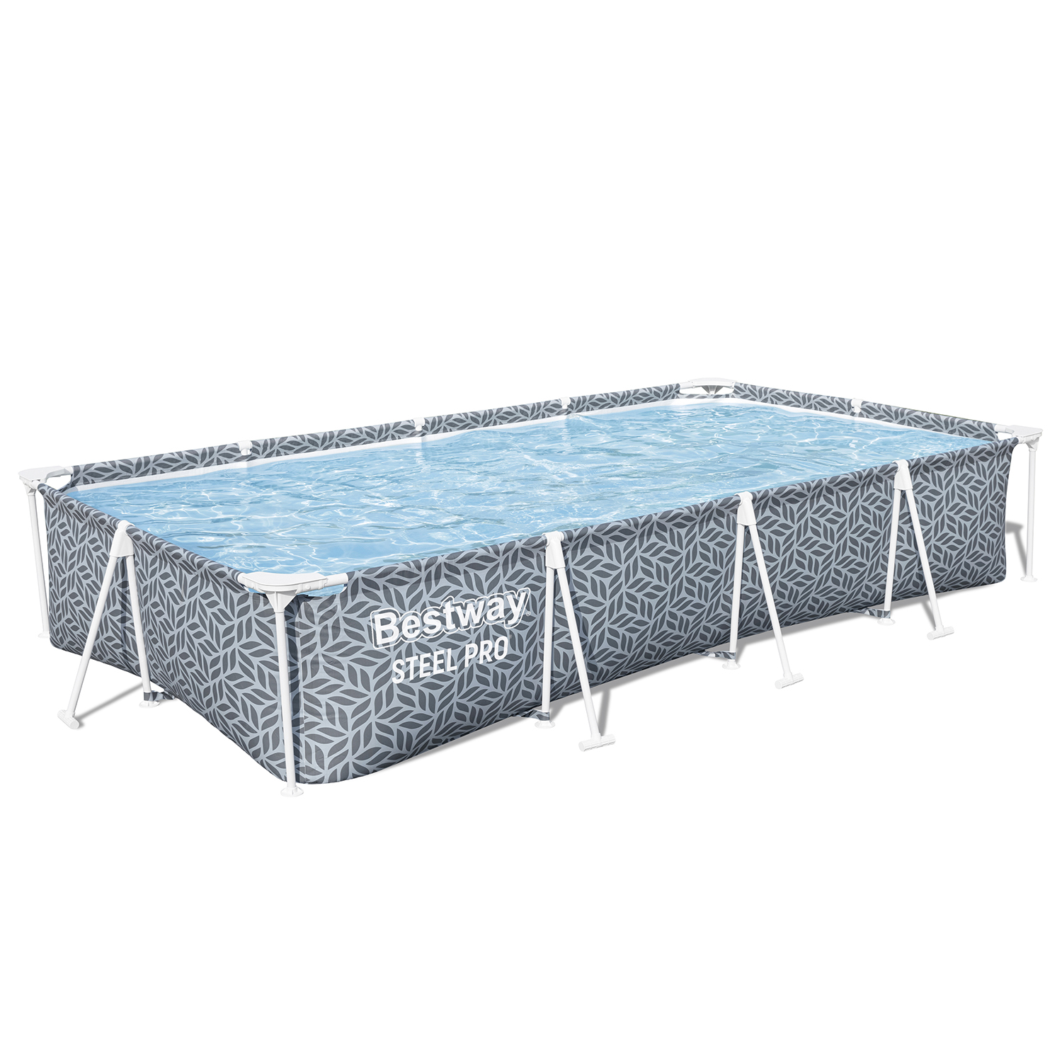 Steel Pro® Frame Pool ohne Pumpe 366 x 201 x 66 cm, Blattform-Design, eckig