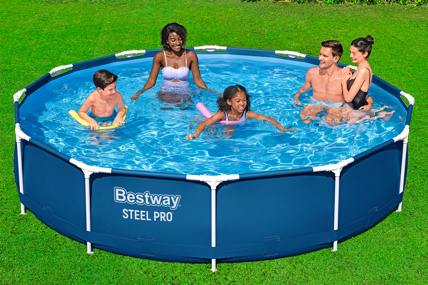 Steel Pro™ Frame Pool Set mit Filterpumpe Ø 366 x 76 cm, dunkelblau, rund