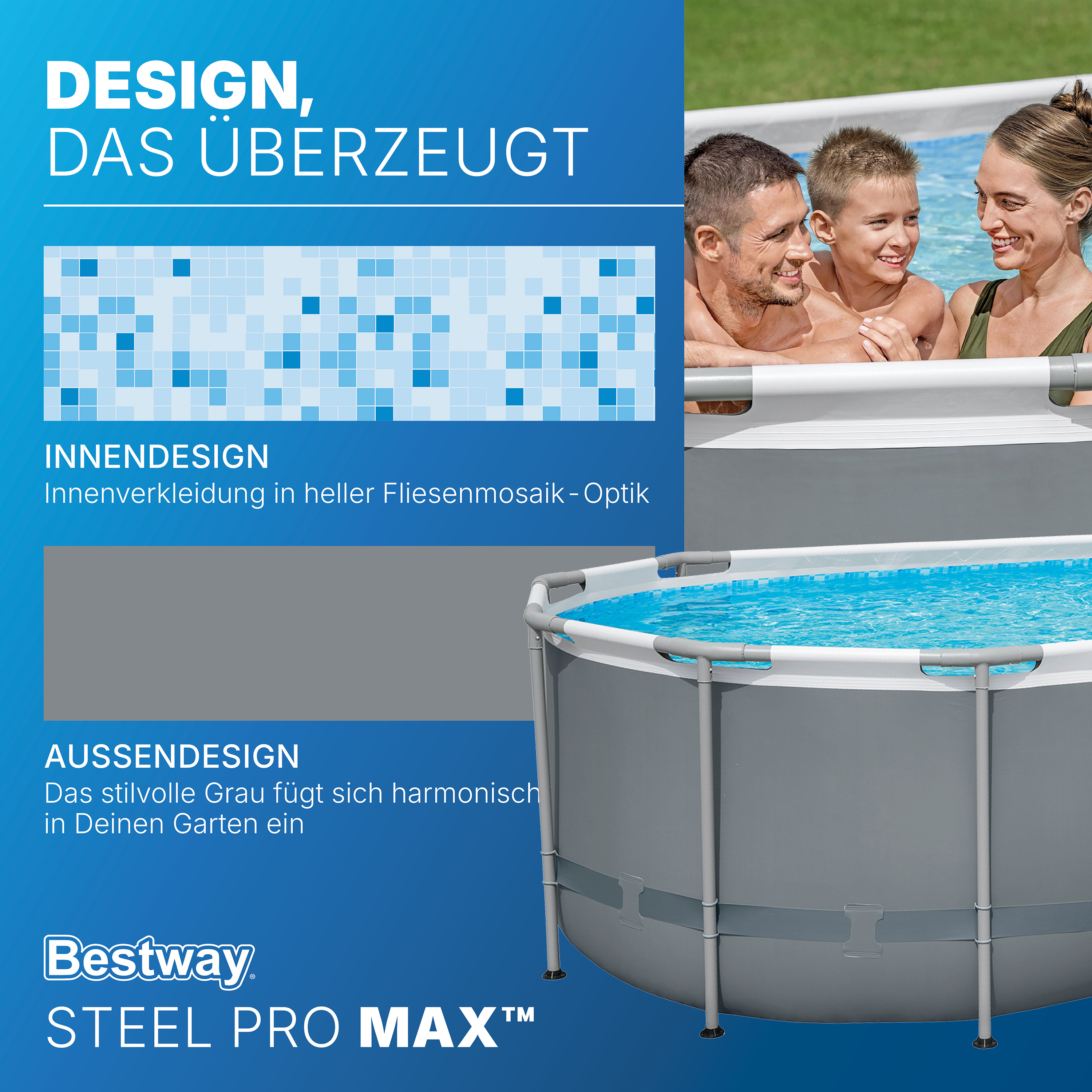 Steel Pro MAX™ Frame Pool Komplett Set mit Filterpumpe 549 x 274 x 122 cm, grau, oval
