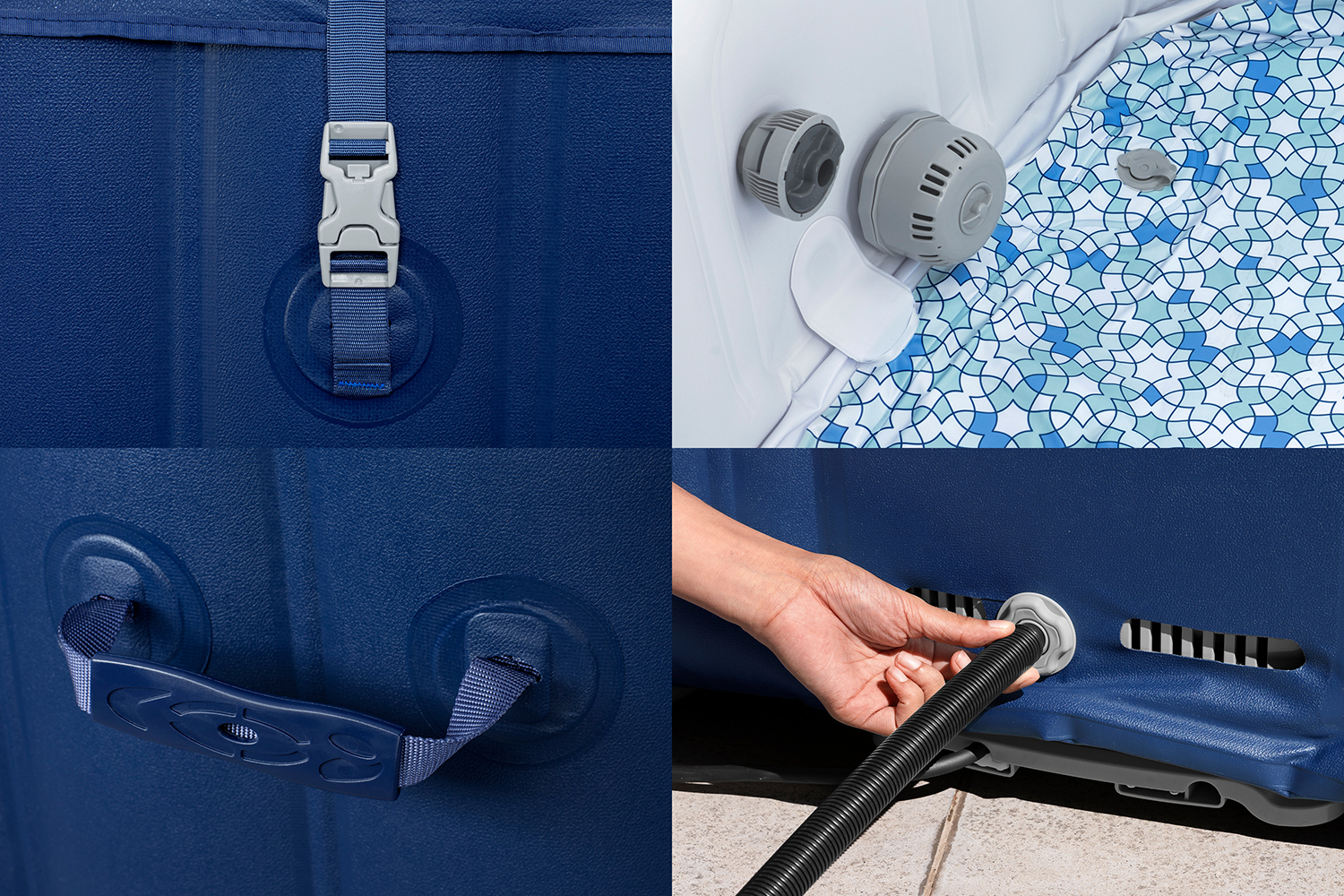 LAY-Z-SPA® Energiespar-Whirlpool Hawaii AirJet™ mit App-Steuerung, für 6 Personen, 180 x 180 x 71 cm, Kobaltblau