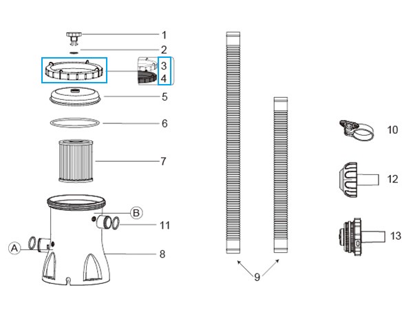 Bestway® Spare Part Cap holder (blue) for Flowclear™ filter units (2.006 / 3.028 / 5.678 l/h) Bestway® Spare Part Cap holder (blue) for Flowclear™ filter units (2.006 / 3.028 / 5.678 l/h)
