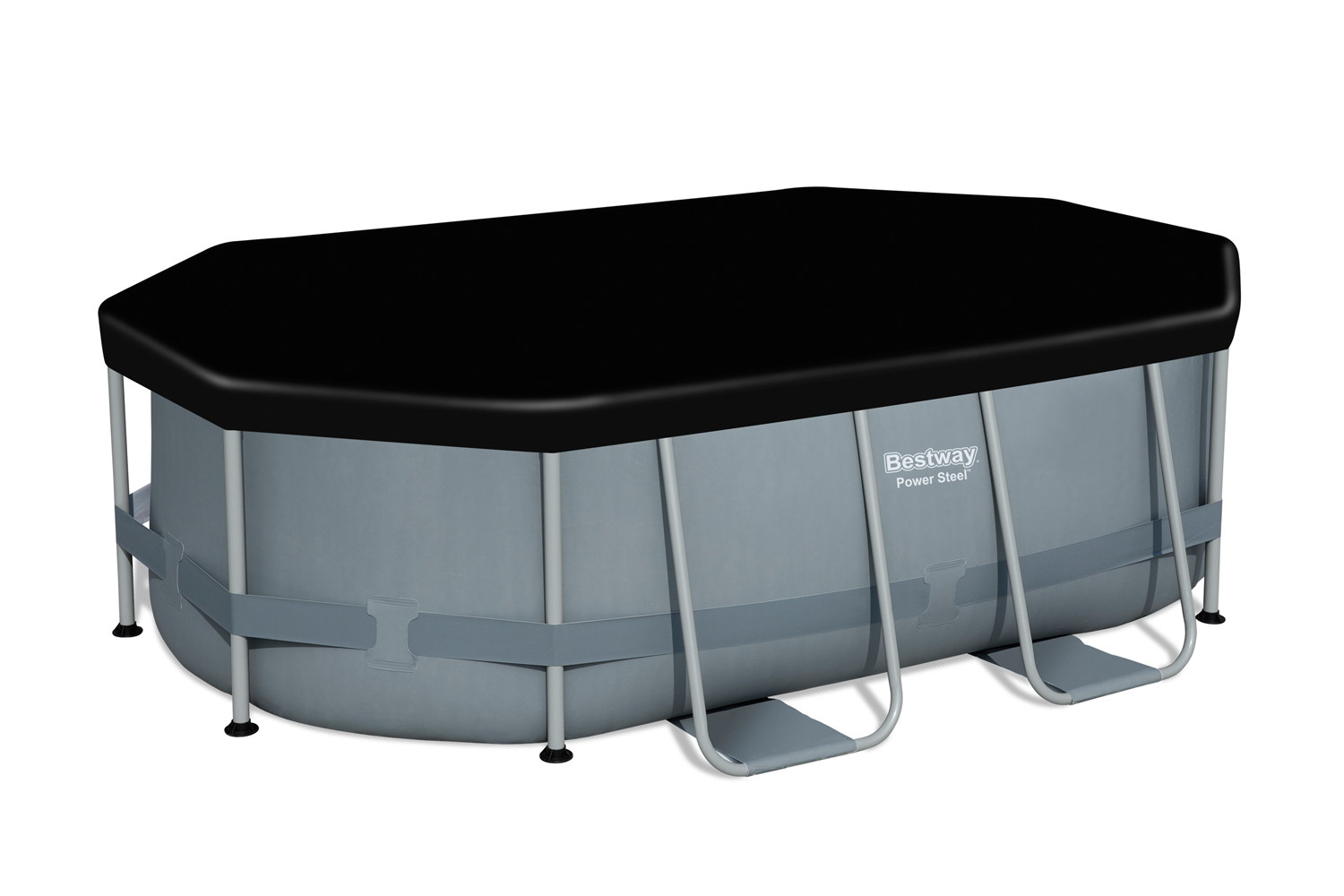 PVC-Abdeckplane 305 x 184 cm, schwarz, oval
