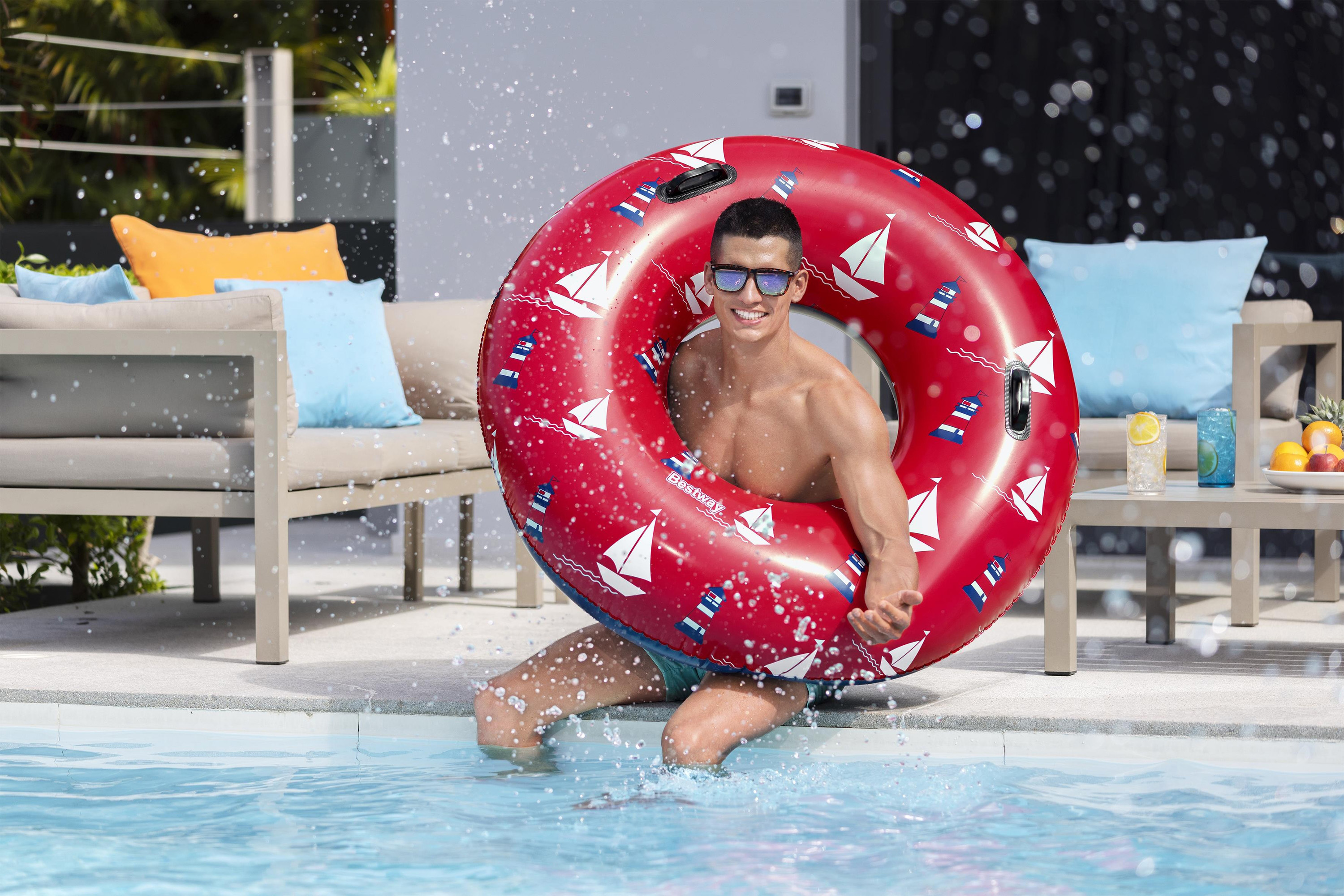 Schwimmring Nautical Ø 105 x 33 cm, Rot