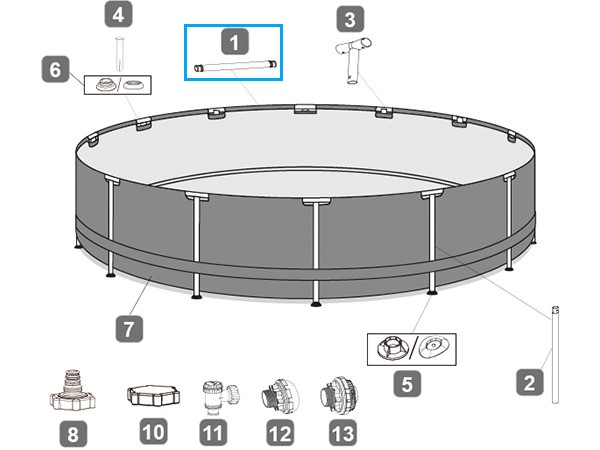 Bestway® Ersatzteil Horizontale Stange (grau) Power Steel™ Pools Ø 549/610/671 x 132 cm, rund