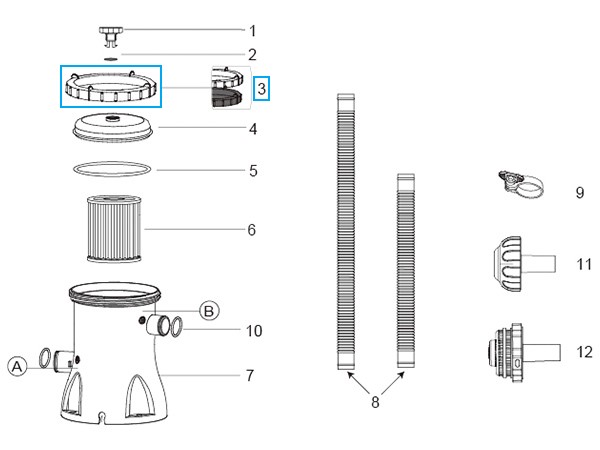 Bestway® Spare Part Cap holder (blue) for Flowclear™ filter unit  (58381) Bestway® Spare Part Cap holder (blue) for Flowclear™ filter unit  (58381)