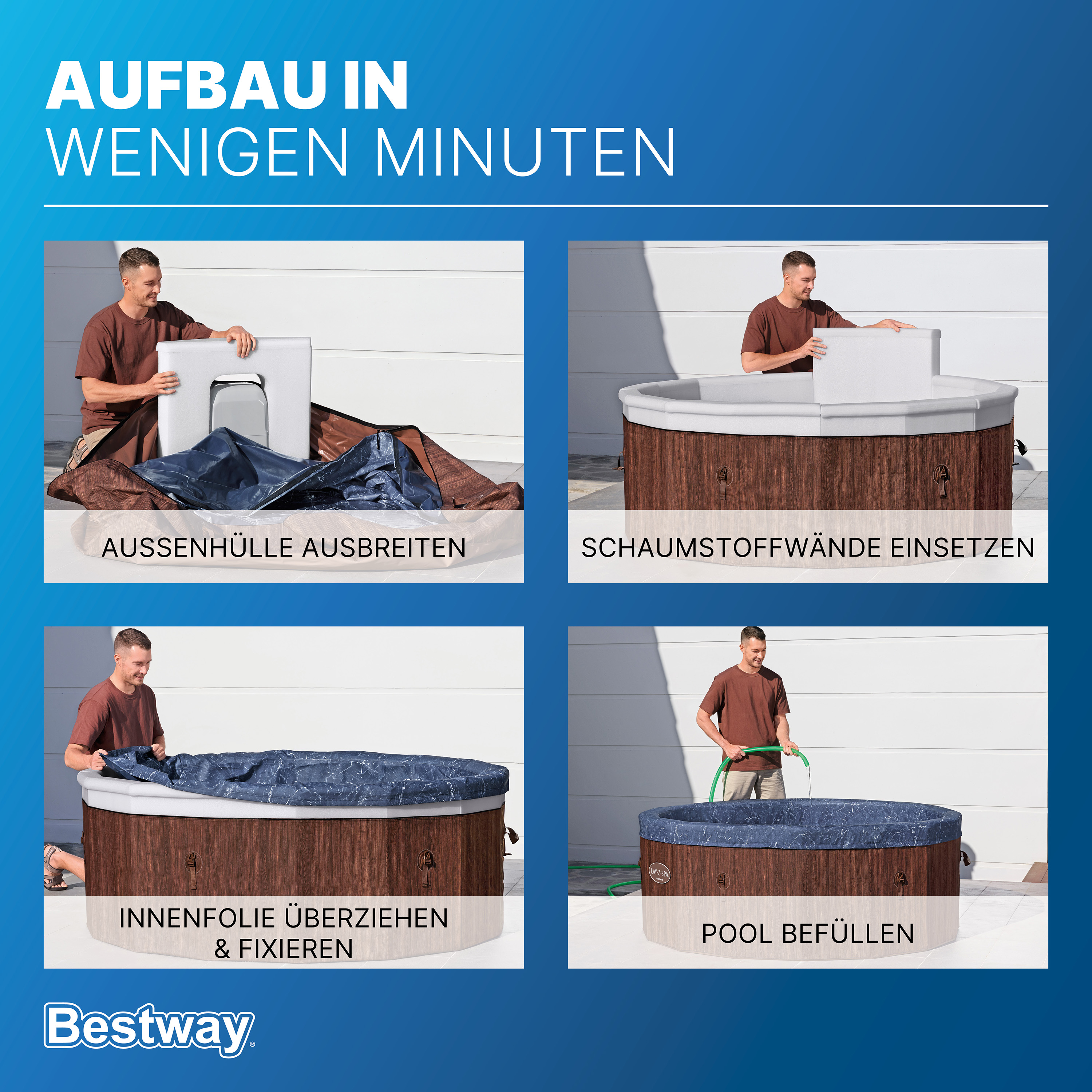 LAY-Z-SPA® Energiespar Whirlpool Toronto AirJet™ mit Schaumstoffpaneelen & App-Steuerung, für 7 Personen Ø 190 x 70 cm