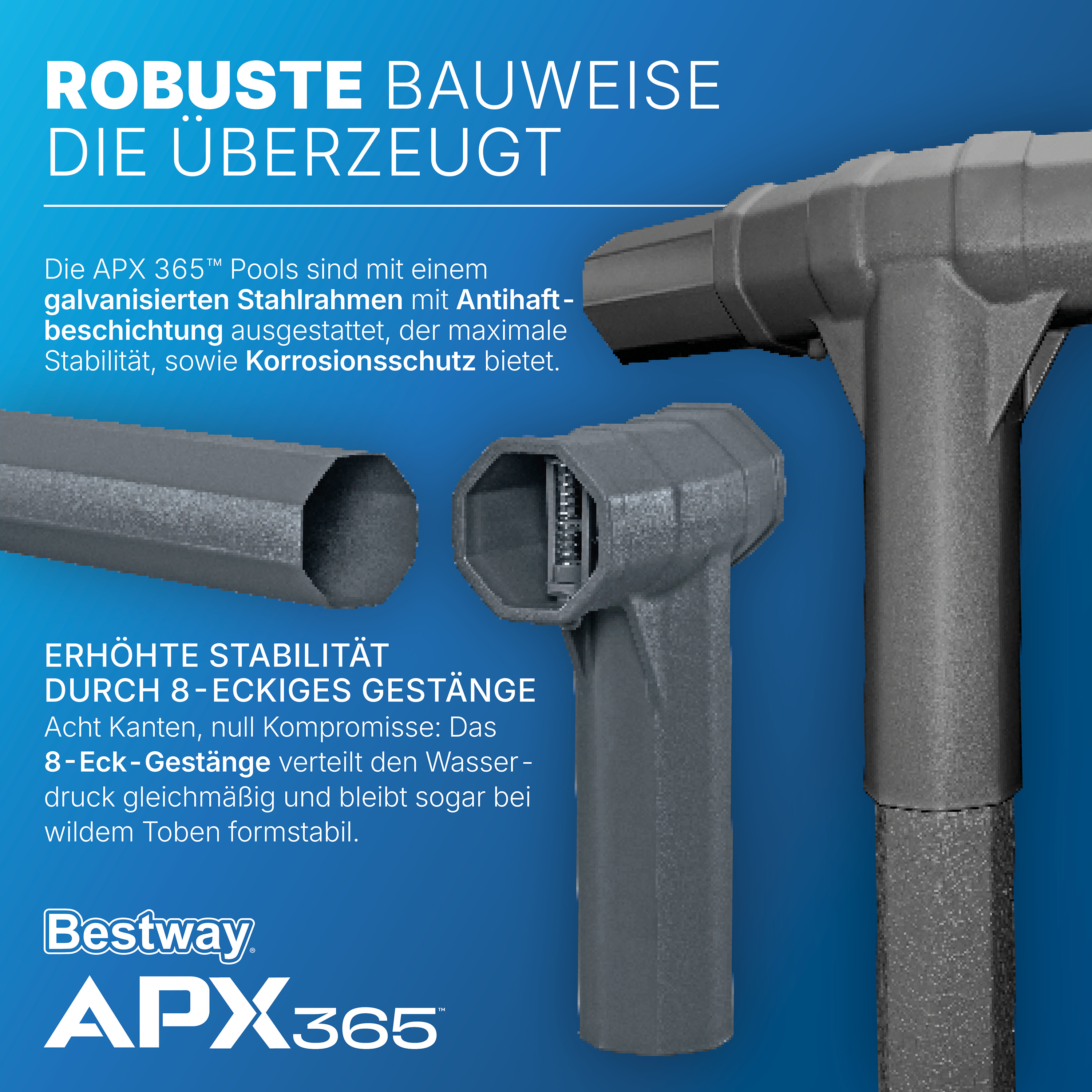 APX365™ Winterfestes Frame Pool Komplett Set mit Sandfilteranlage Ø 671 x 132 cm, Marmor-Optik (Dunkel), rund