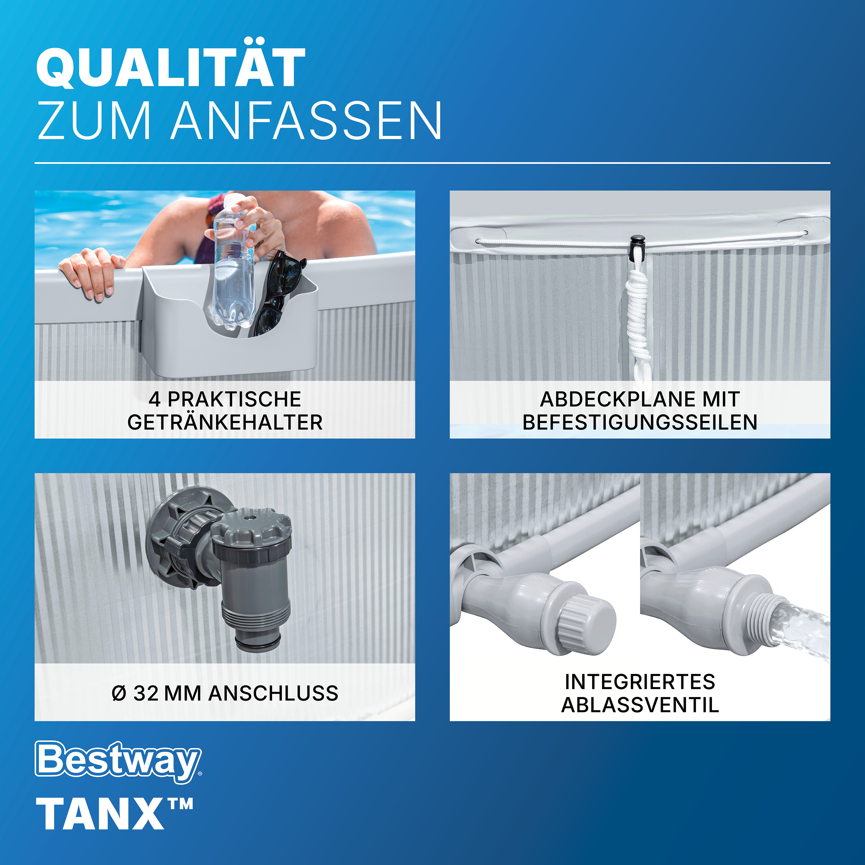 Tanx™ Stahlwandpool Set mit Filterpumpe Ø 305 x 61 cm, grau, rund