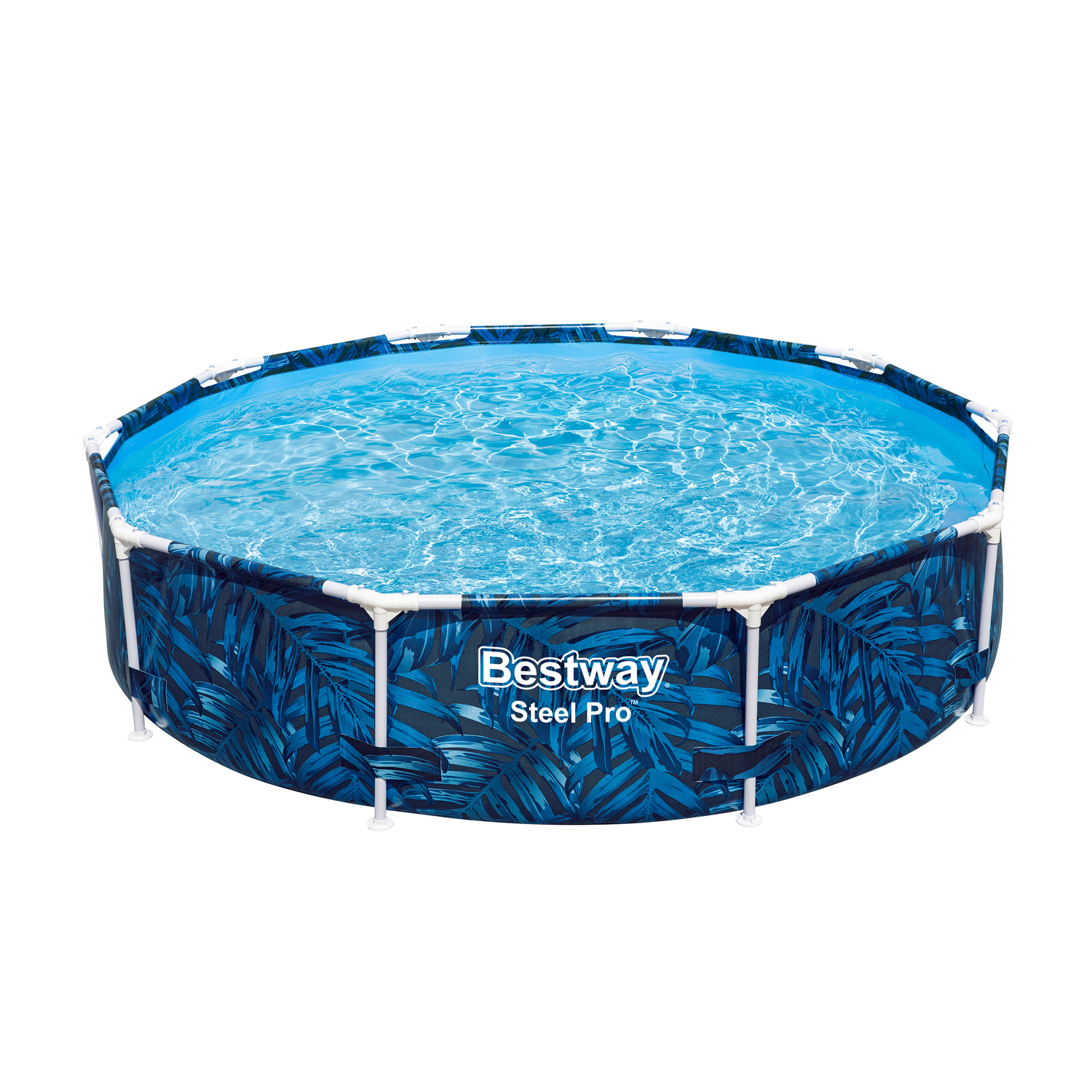 Steel Pro™ Frame Pool ohne Pumpe Ø 305 x 66 cm, tropisches Blatt-Design, rund