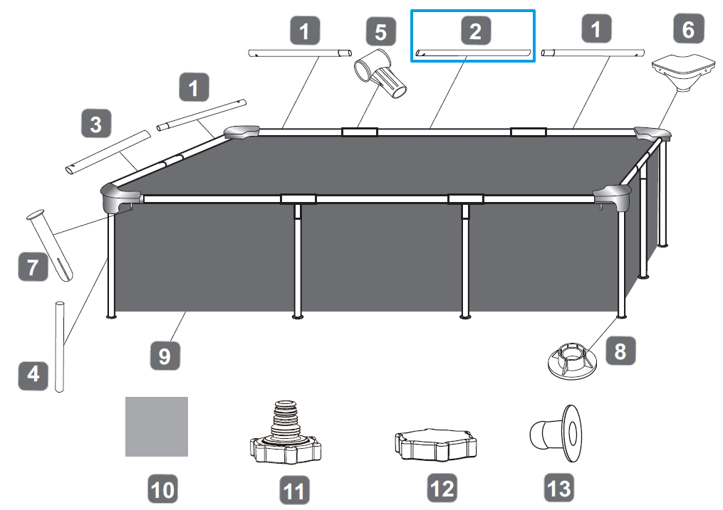 Bestway® Spare Part Top rail B (white) for various Steel Pro™ frame pools, angular