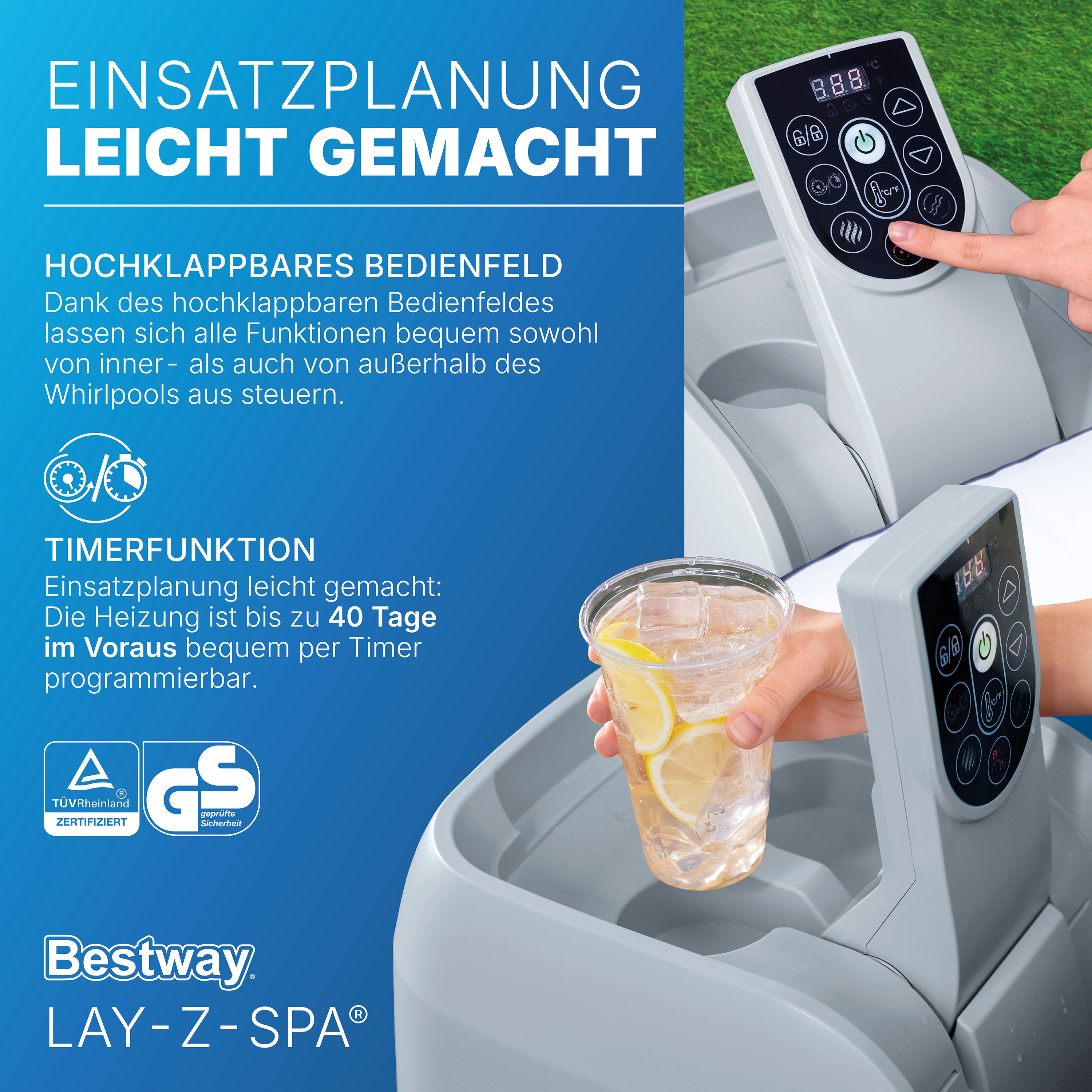 LAY-Z-SPA® LED Whirlpool Paris AirJet™ Ø 196 x 66 cm, rund