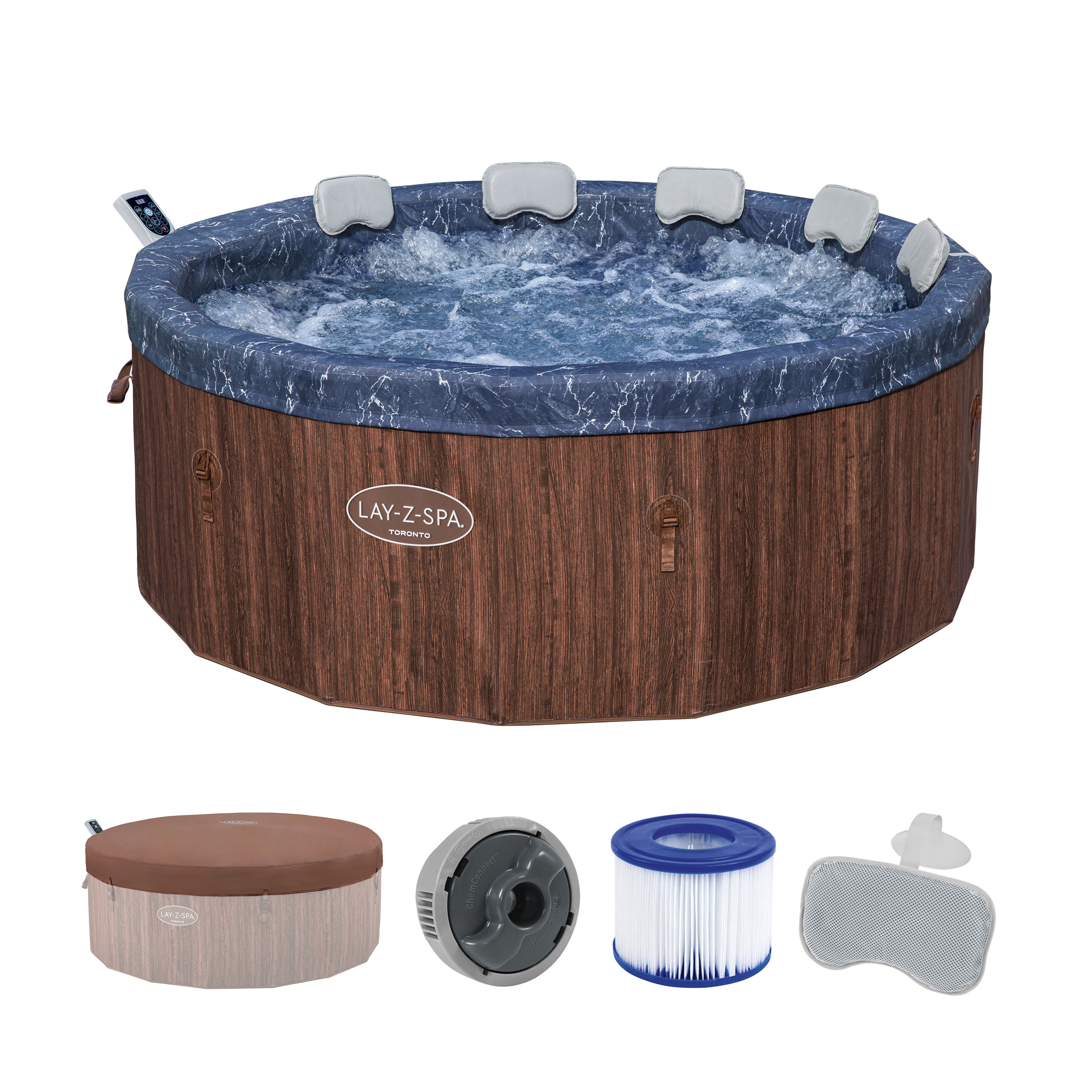 LAY-Z-SPA® WLAN-Whirlpool Toronto AirJet™ mit App-Steuerung, für 7 Personen Ø 190 x 70 cm