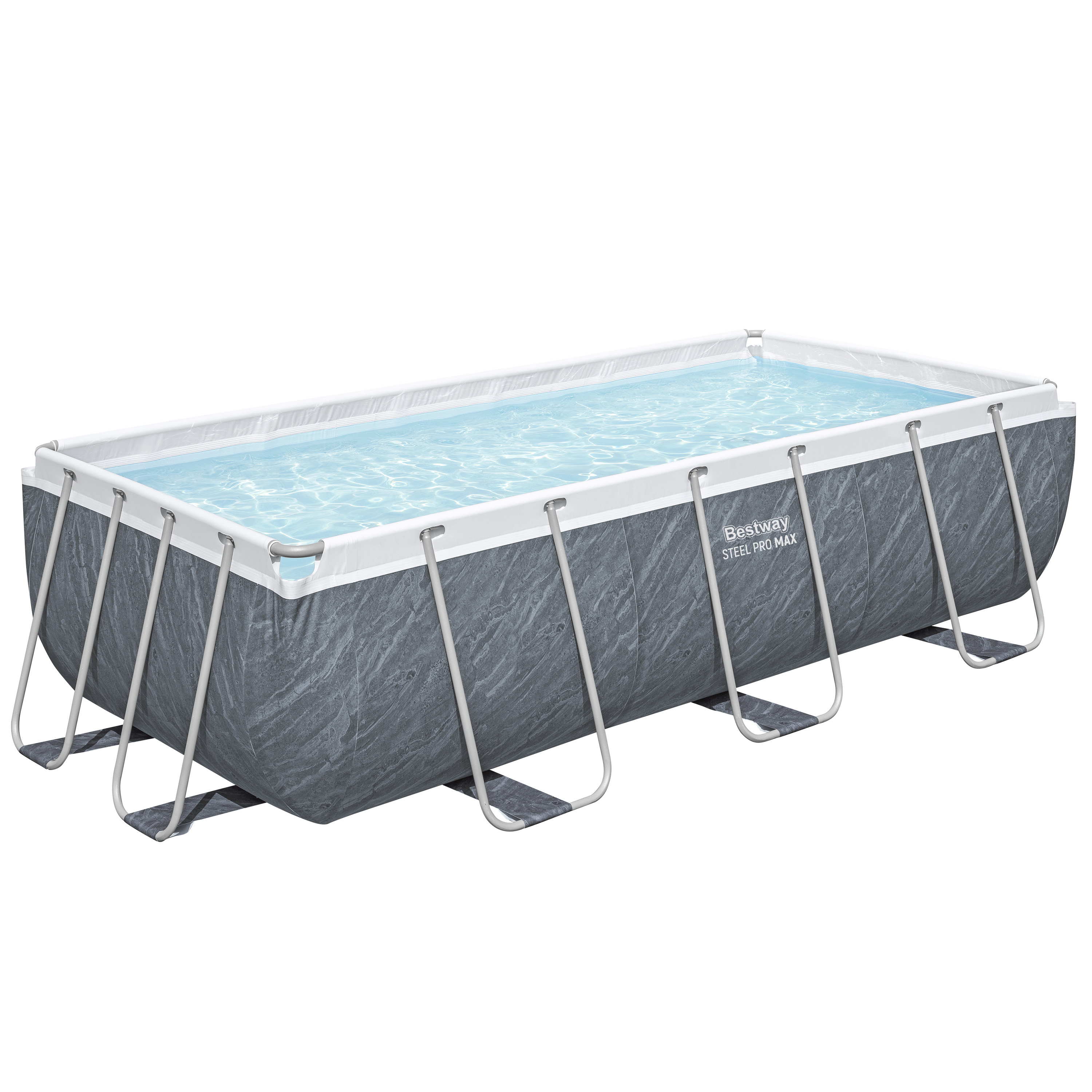 Steel Pro MAX™ Solo Pool ohne Zubehör 404 x 201 x 100 cm, Marmor-Optik (Schiefergrau), eckig
