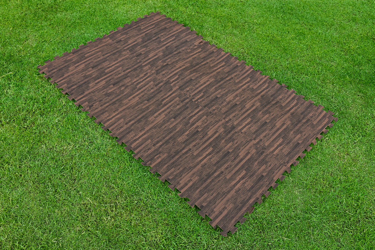 Pool-Bodenschutzfliesen Set 12 Stück á 50 x 50 cm, Holz-Optik (Palisander)