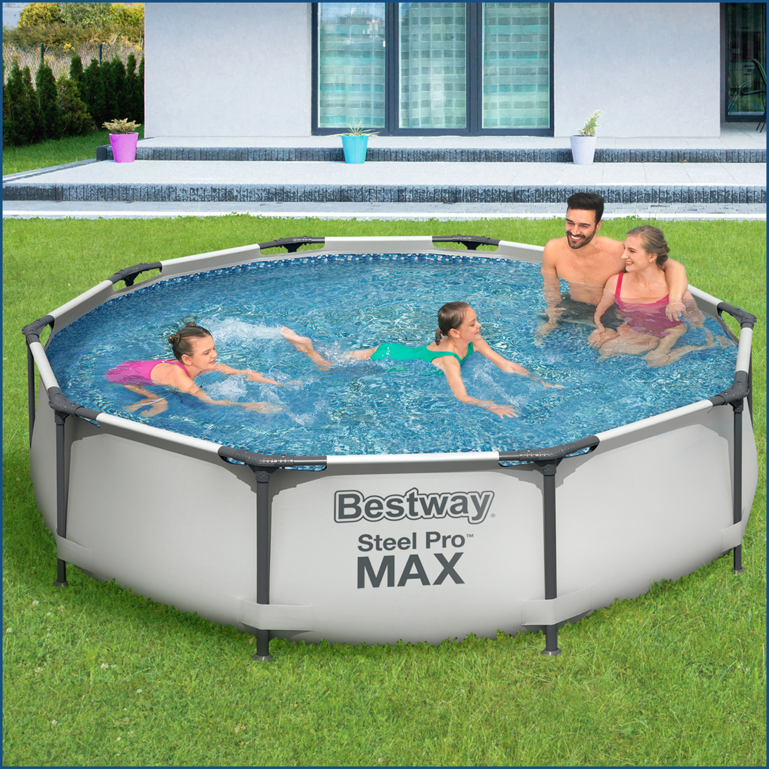 Steel Pro MAX™ Frame Pool Set
mit Filterpumpe Ø 305 x 76 cm, lichtgrau, rund 