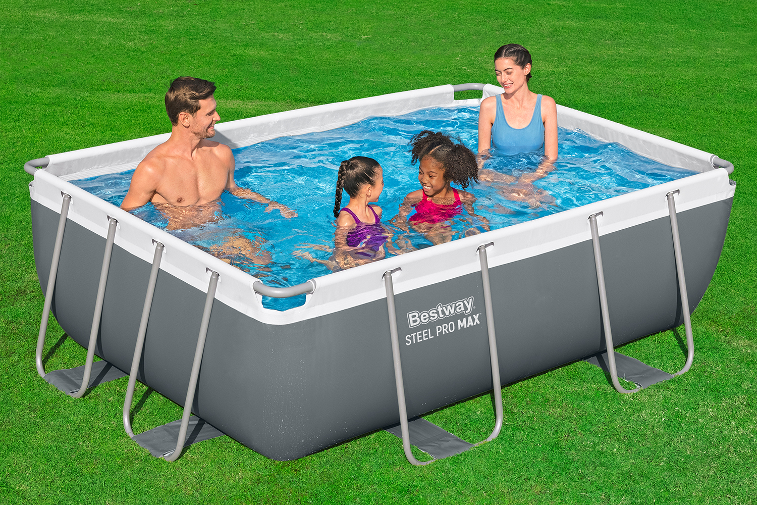 Steel Pro MAX™ Frame Pool Set mit Filterpumpe 282 x 196 x 84 cm, grau, eckig